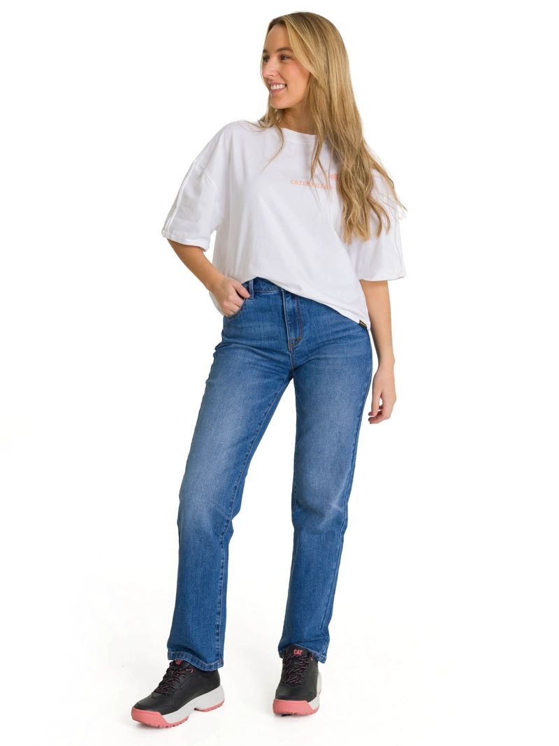 POLERA MANGA CORTA OVERSIZE MUJER DISEÑO EN COLOR BLANCO CAT - 6