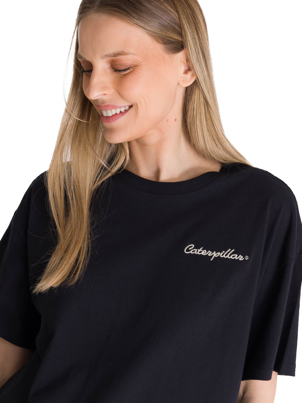 POLERA MANGA CORTA BOXY MUJER BORDATO EN COLOR NEGRO CAT - 5