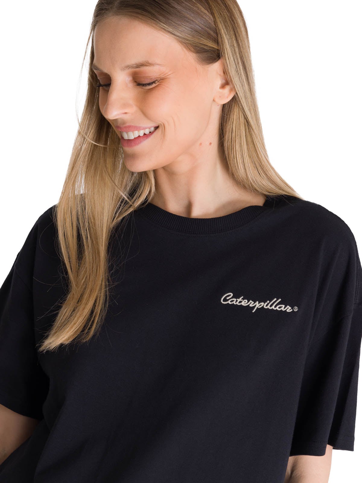 POLERA MANGA CORTA BOXY MUJER BORDATO EN COLOR NEGRO CAT - 5