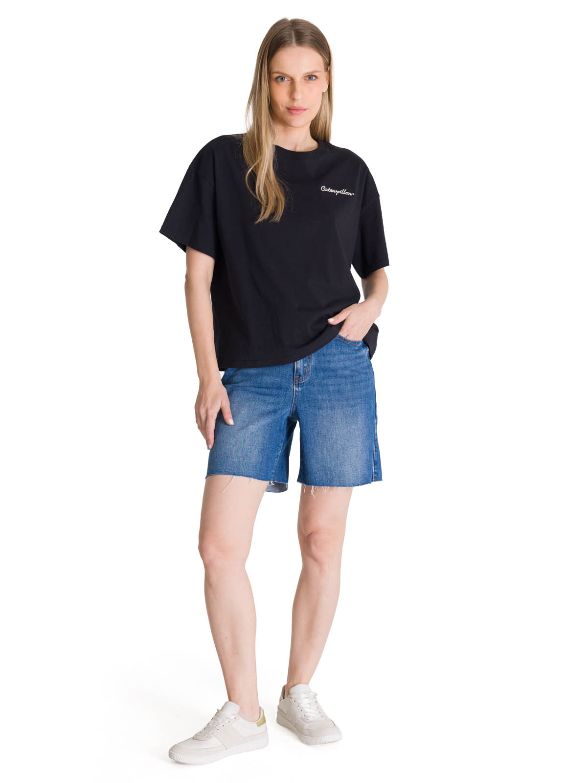 POLERA MANGA CORTA BOXY MUJER BORDATO EN COLOR NEGRO CAT - 6