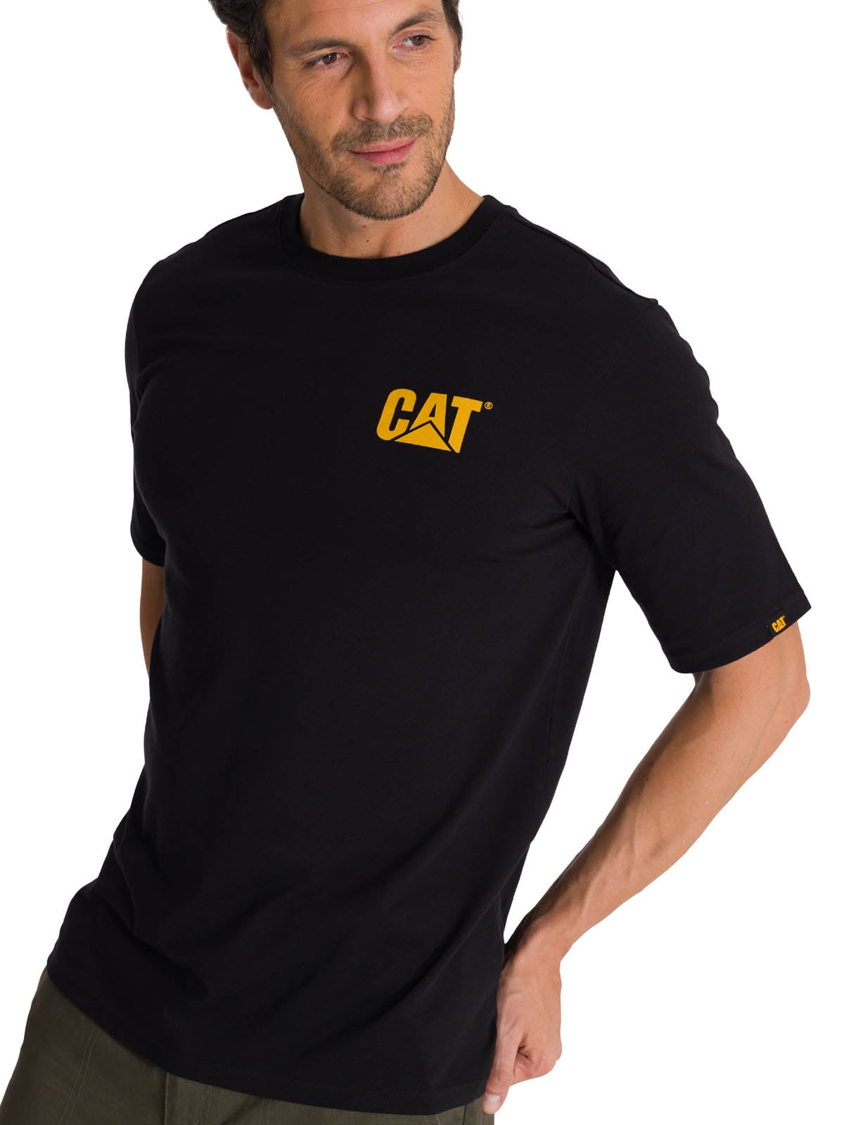 POLERA MANGA CORTA HOMBRE DISEÑO HARD WORK NEGRO CAT - 2