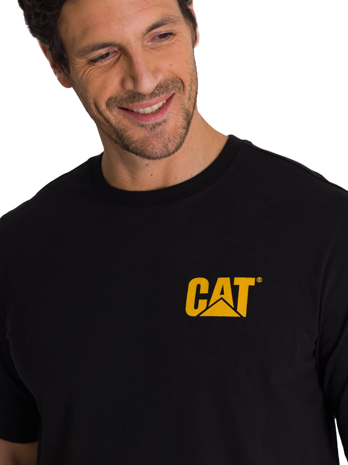 POLERA MANGA CORTA HOMBRE DISEÑO HARD WORK NEGRO CAT - 5