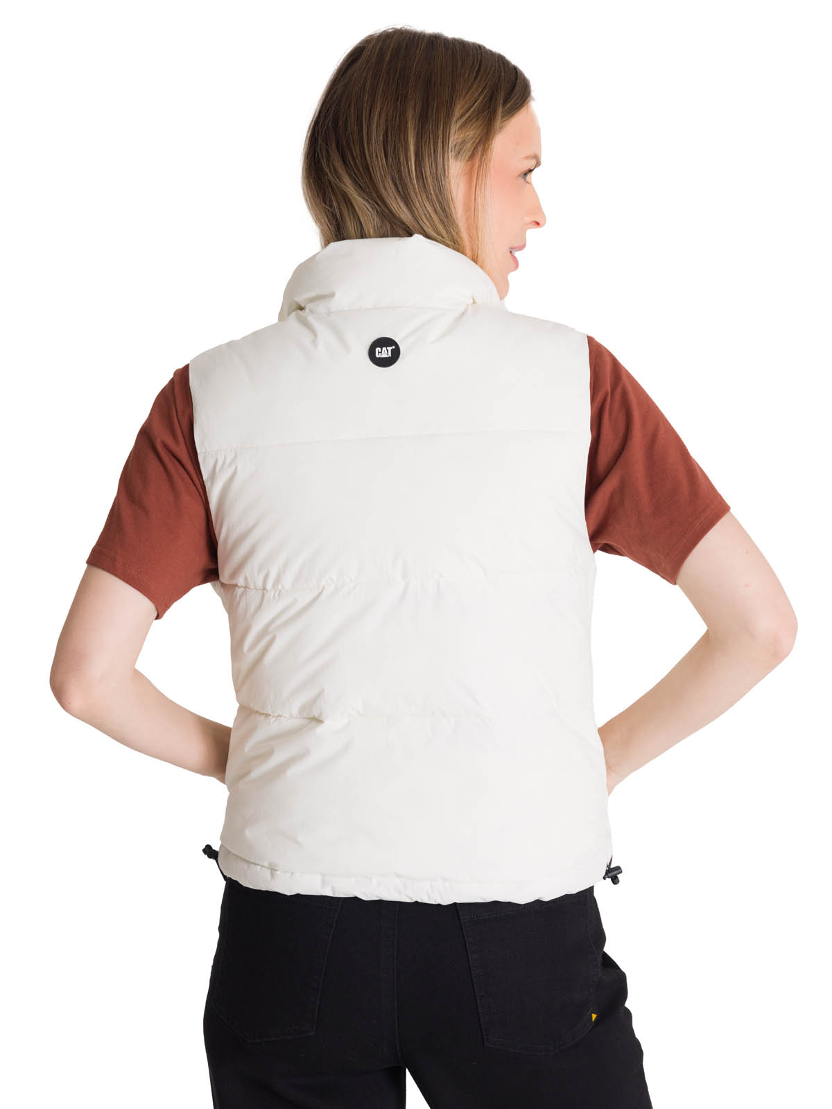 CHAQUETA VEST MUJER CROPPED PUFFER VEST EN COLOR BLANCO CAT - 4
