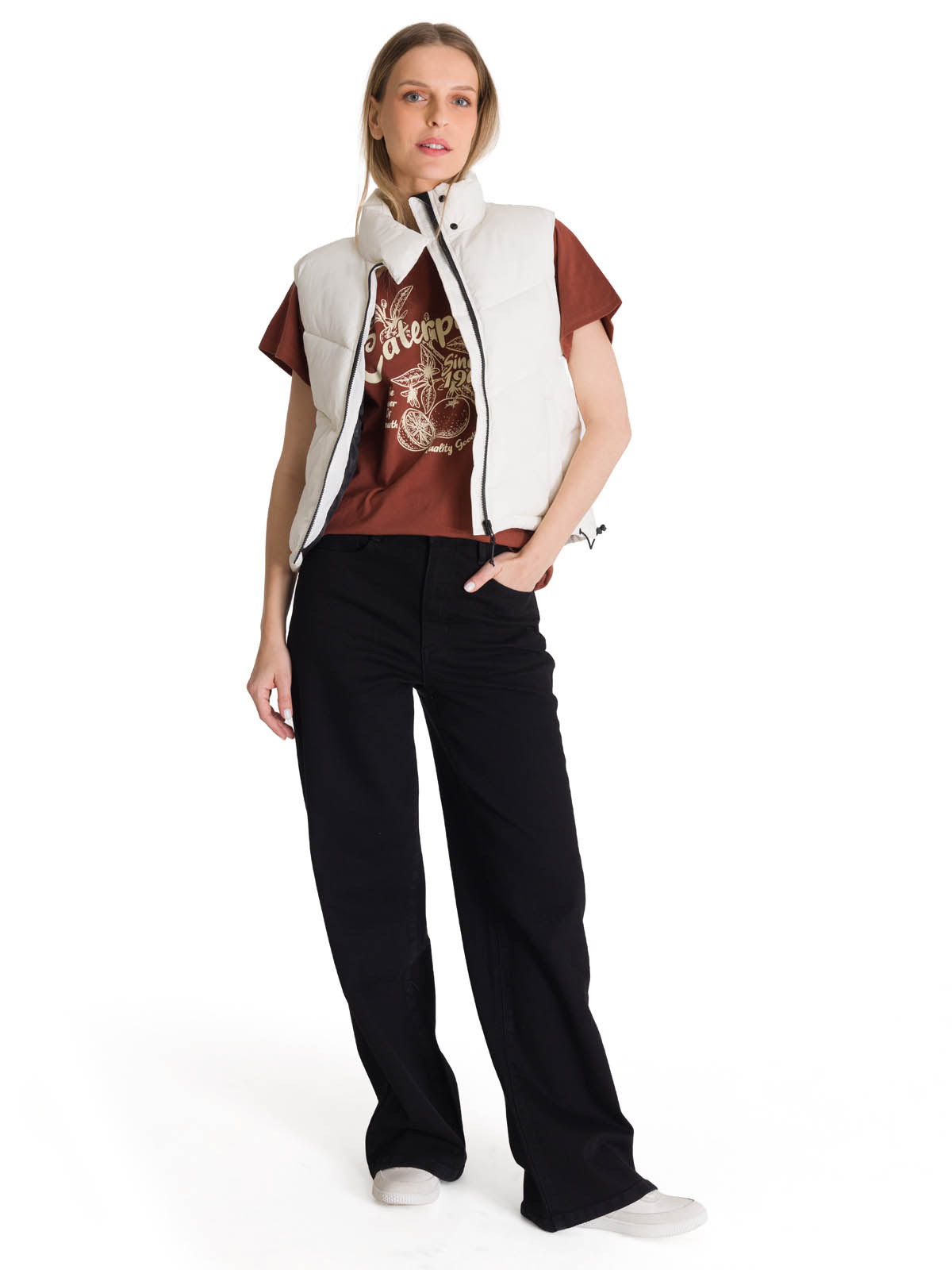 CHAQUETA VEST MUJER CROPPED PUFFER VEST EN COLOR BLANCO CAT - 6