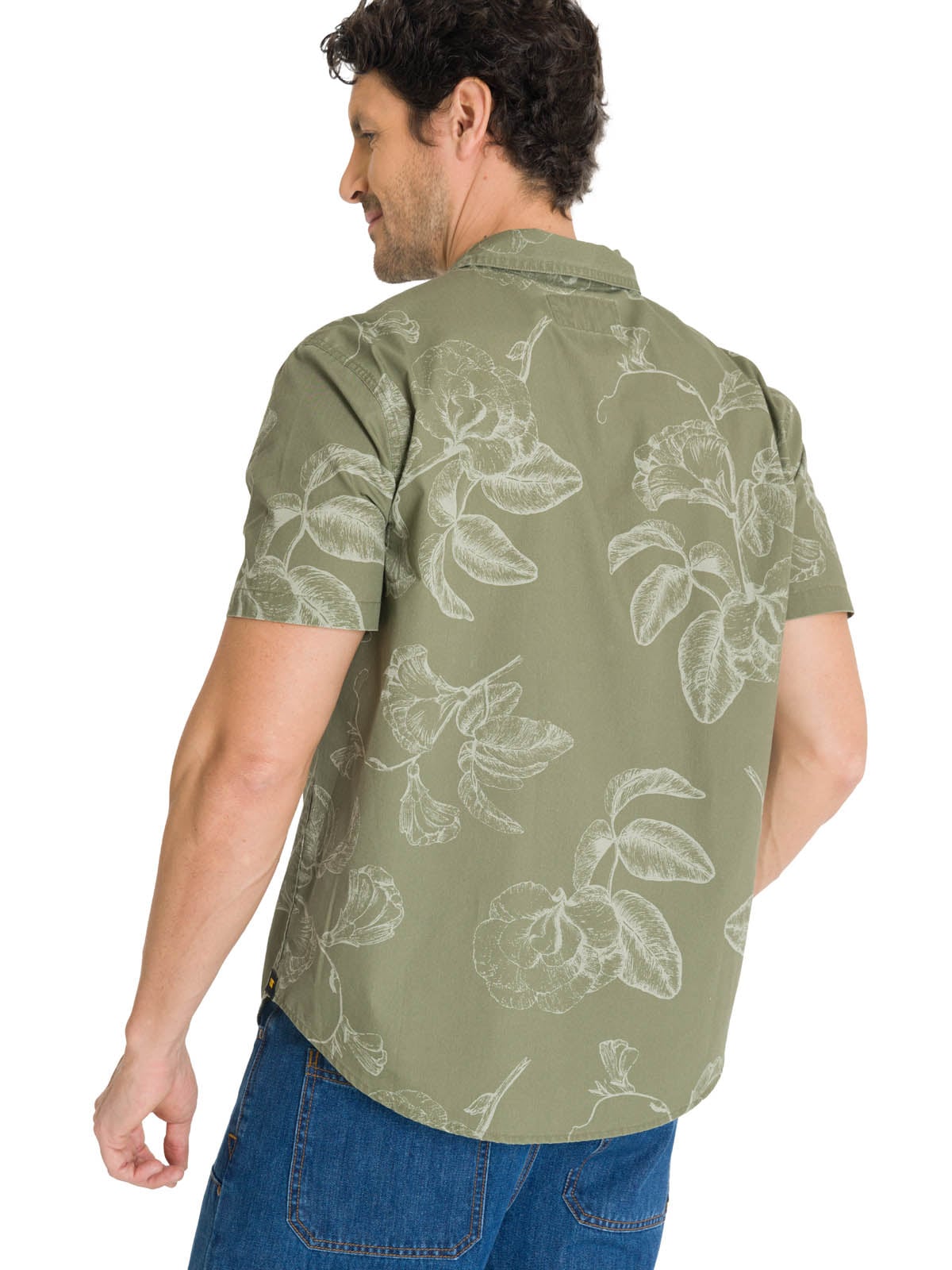 CAMISA MANGA CORTA HOMBRE PRINTED POPLIN VERDE CAT - 4