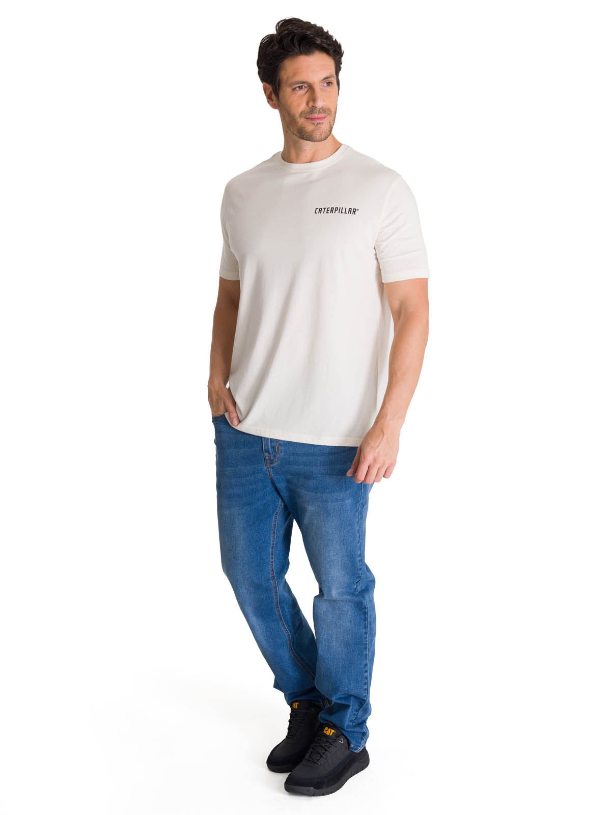 POLERA CASUAL HOMBRE HERITAGE MOTOR GRADER BEIGE CAT - 7