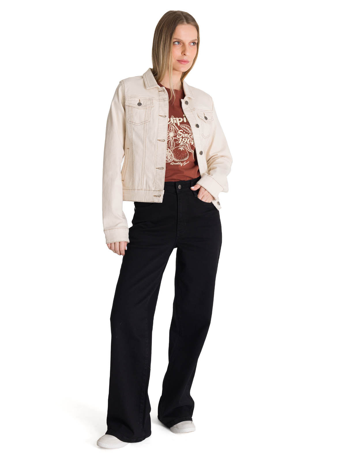 CHAQUETA DE JEANS MUJER FOUNDATION BEIGE CAT - 6