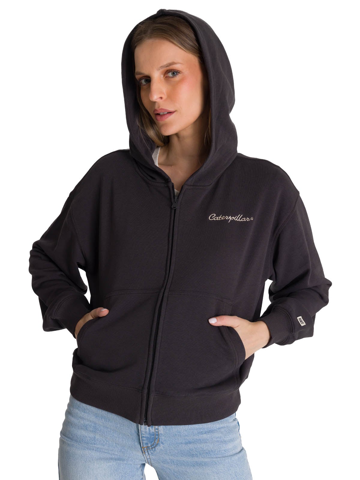 POLERON CREWNECK MUJER RELAXED FRENCH TERRY NEGRO CAT - 4