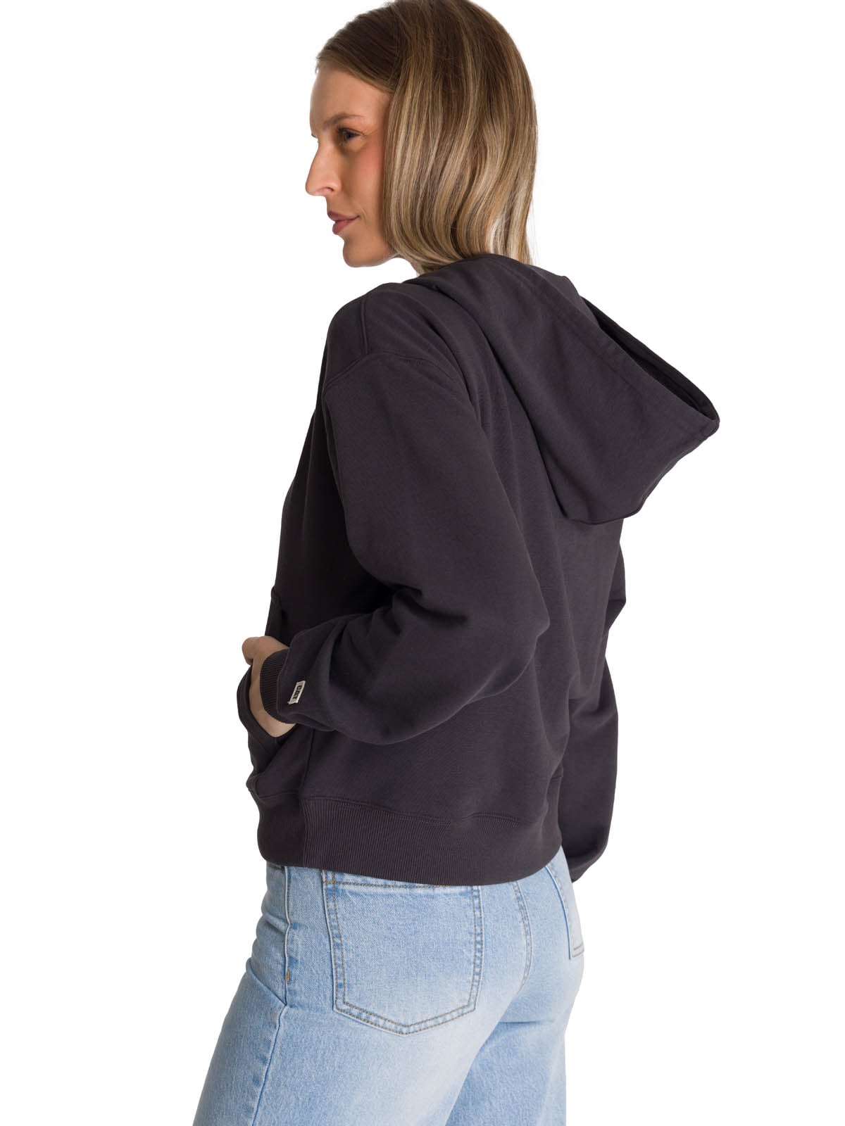 POLERON CREWNECK MUJER RELAXED FRENCH TERRY NEGRO CAT - 5