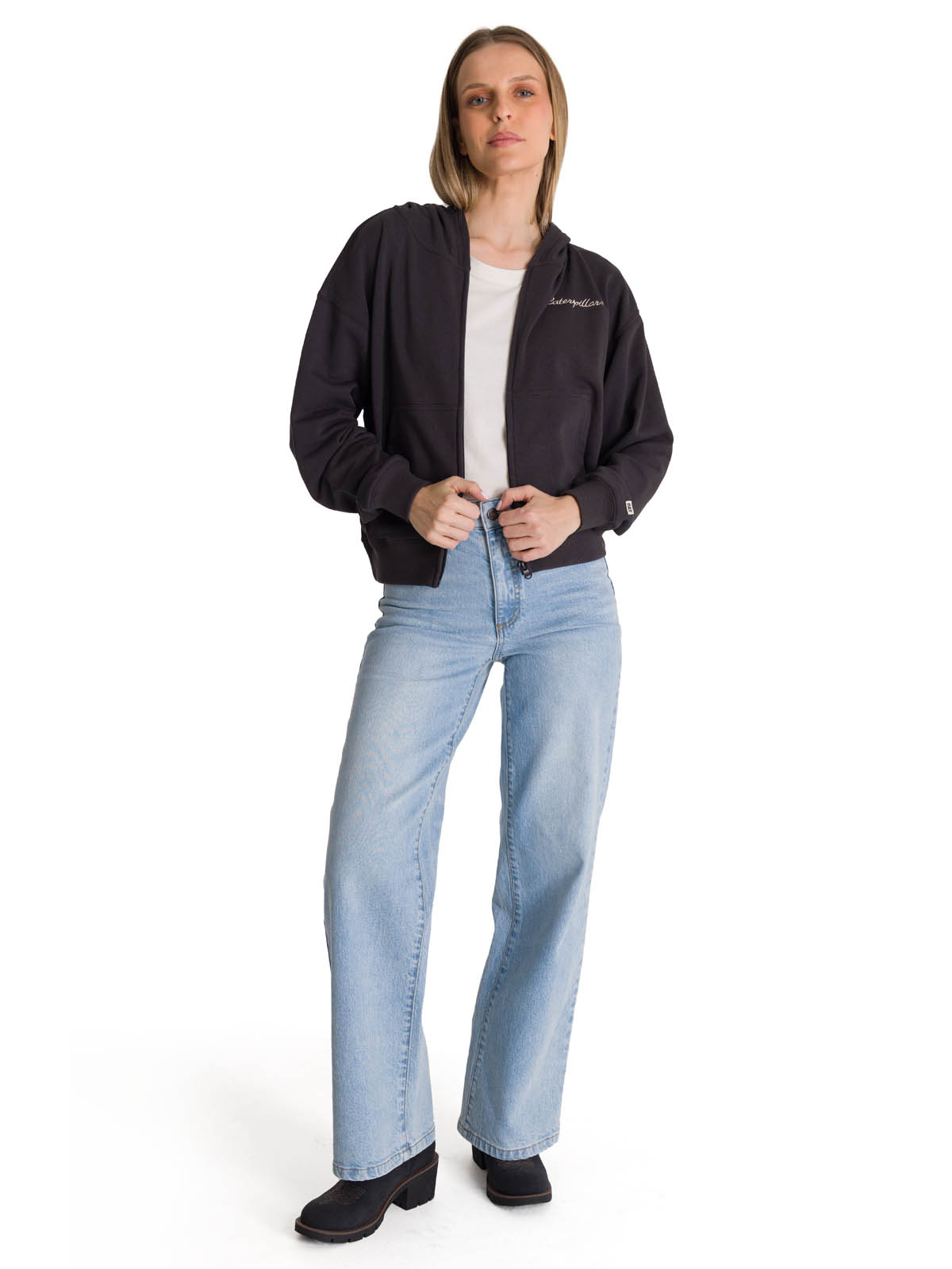 POLERON CREWNECK MUJER RELAXED FRENCH TERRY NEGRO CAT - 7