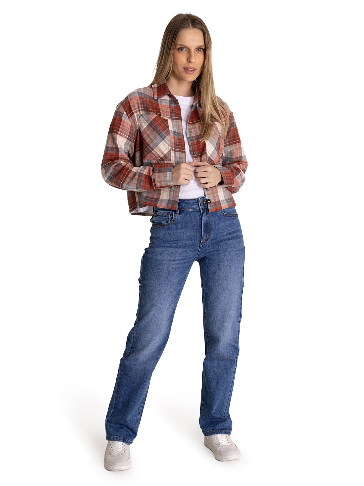 CAMISA MANGA LARGA MUJER CROPPED FLANNEL TERRACOTA CAT - 5
