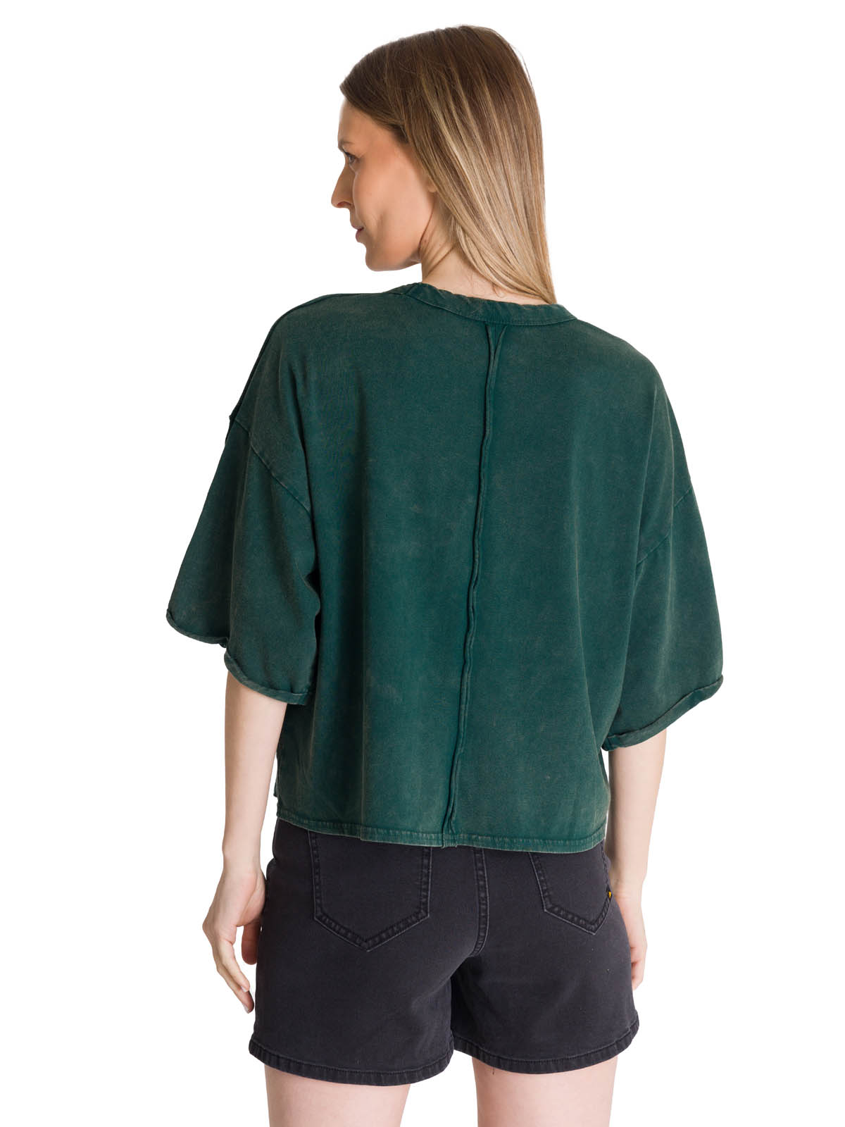 POLERA MANGA CORTA OVERSIZE MUJER DISEÑO VERDE CAT - 4