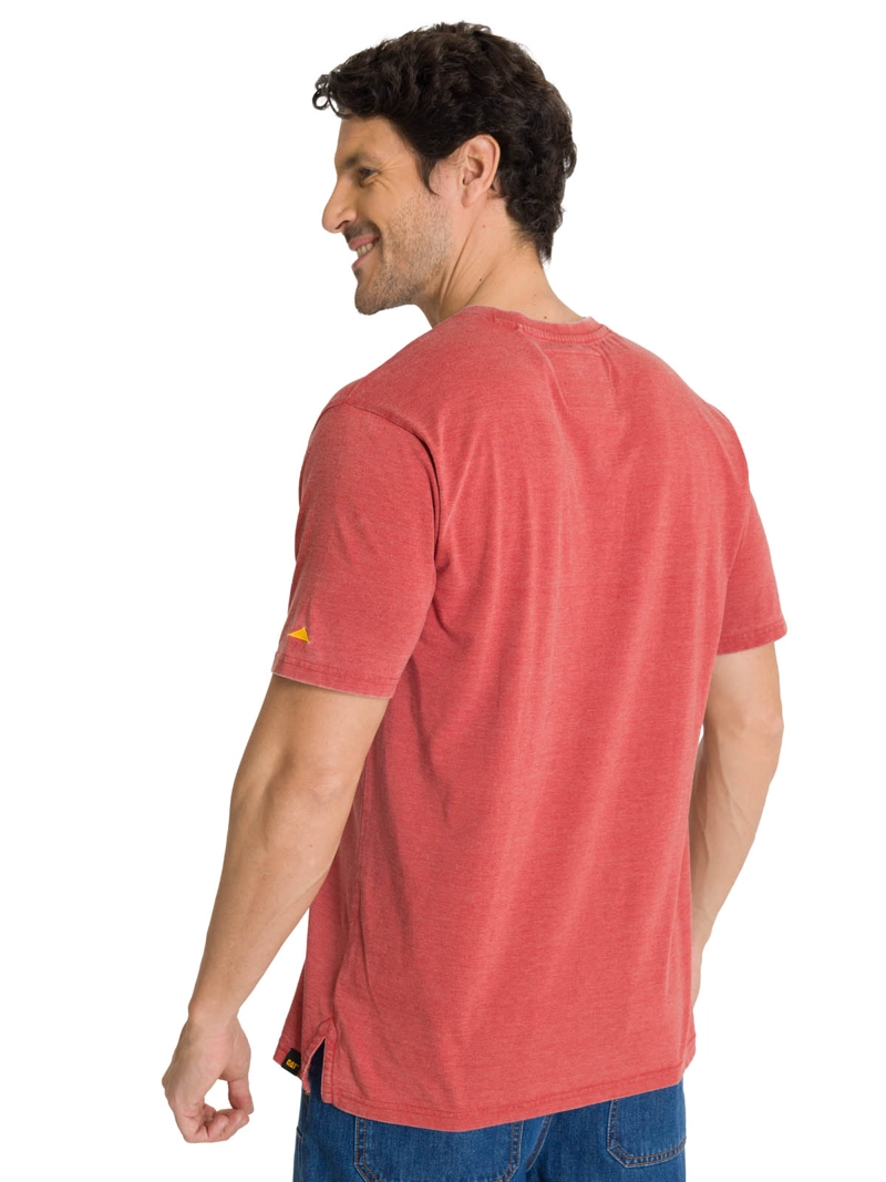 POLERA MANGA CORTA HENLEY HOMBRE BURNOUT ROJO CAT - 4