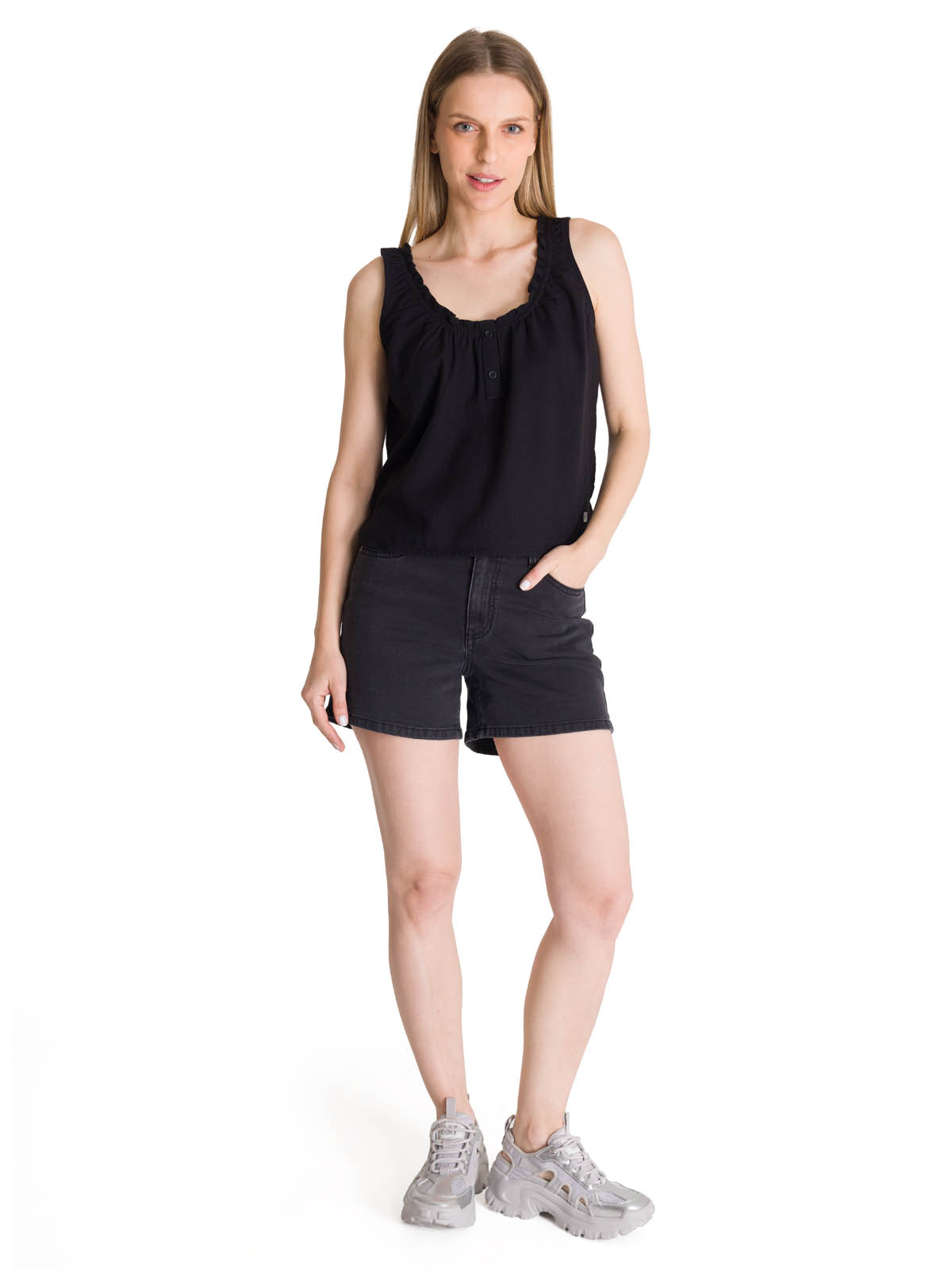 BLUSA SIN MANGAS MUJER U-NECK EN COLOR NEGRO CAT - 6