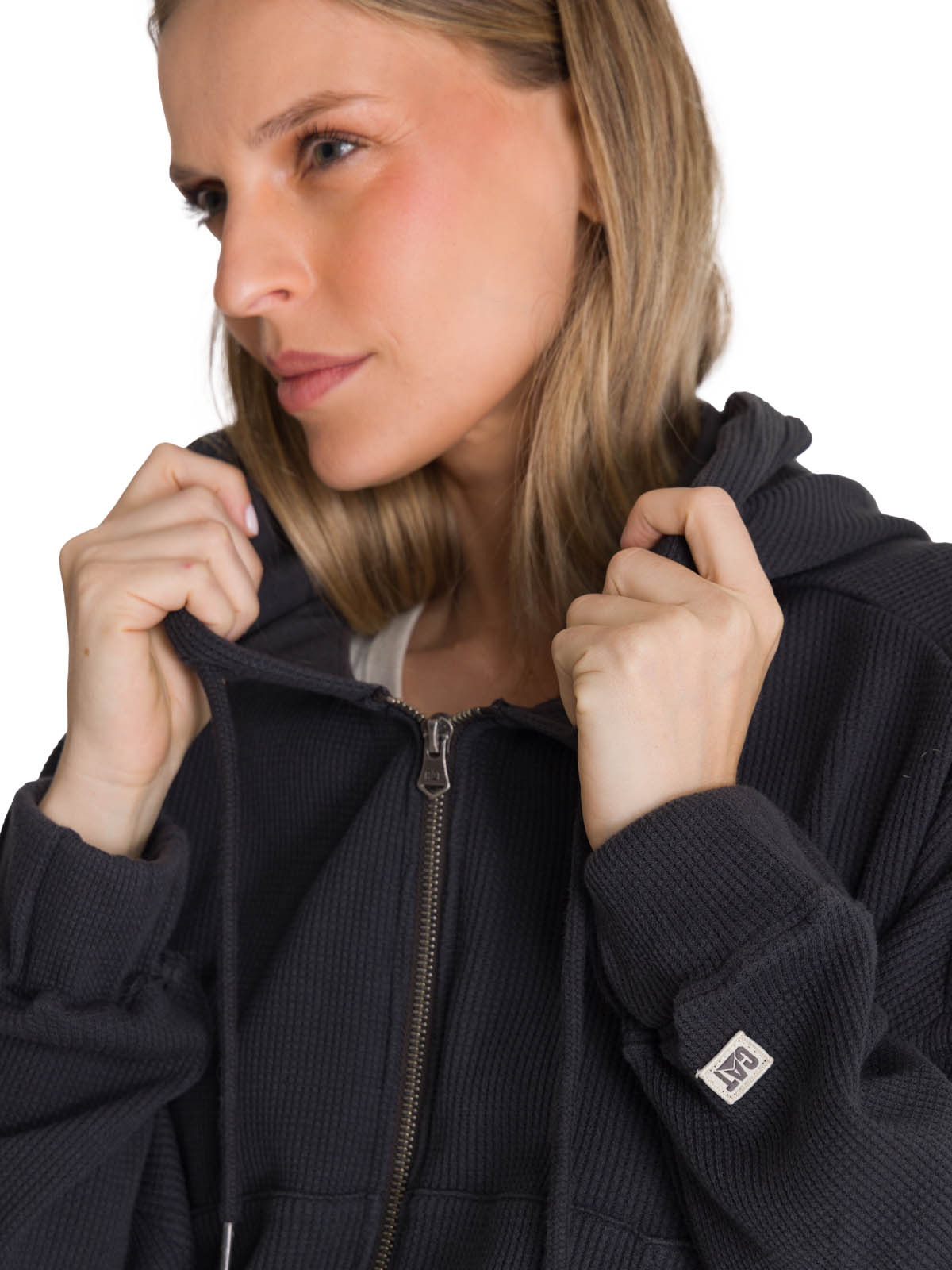 POLERON CON GORRO MUJER WAFFLE-KNIT GRAFITO CAT - 6