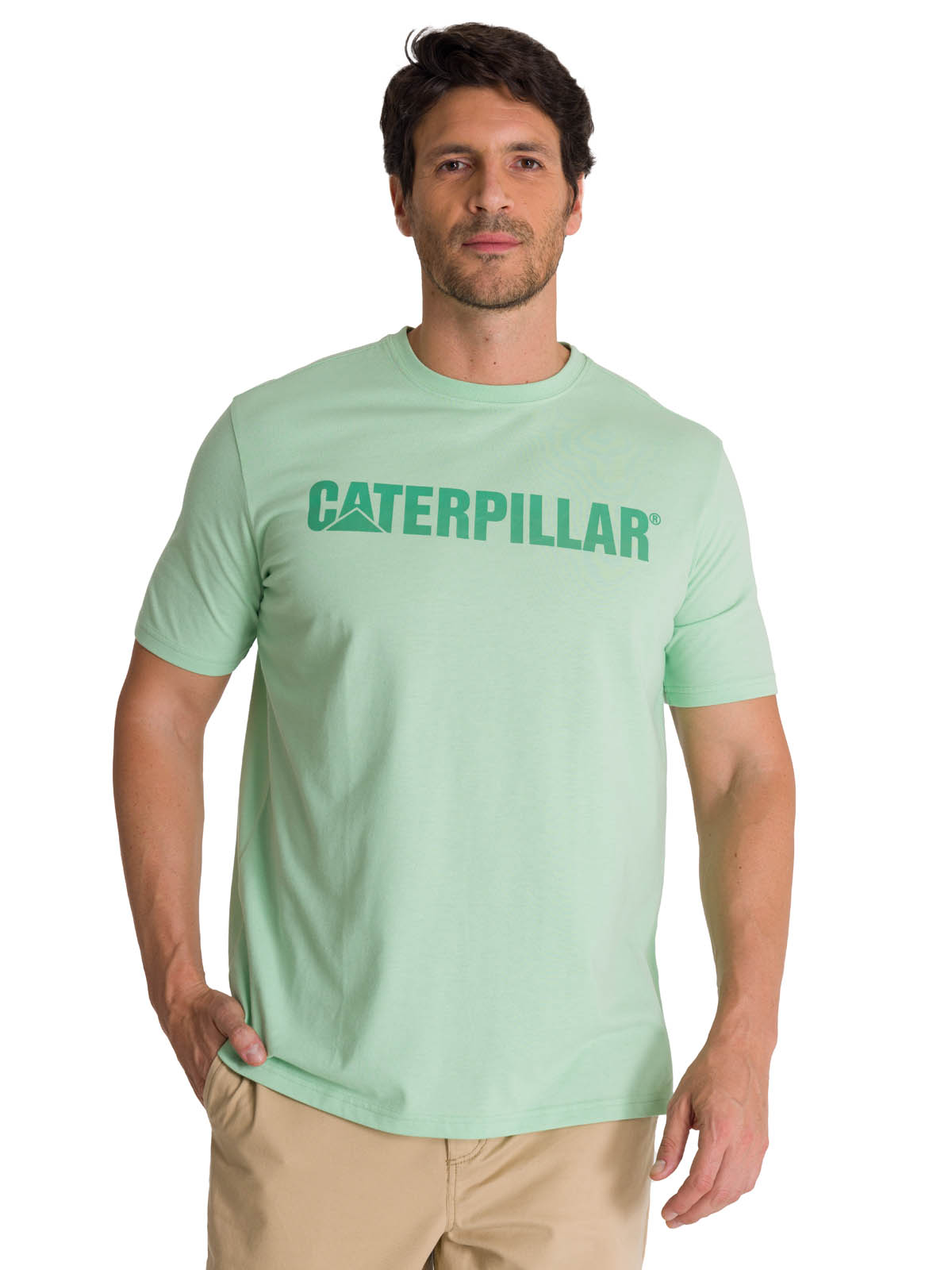 POLERA MANGA CORTA HOMBRE LOGO CATERPILLAR VERDE CAT - 1