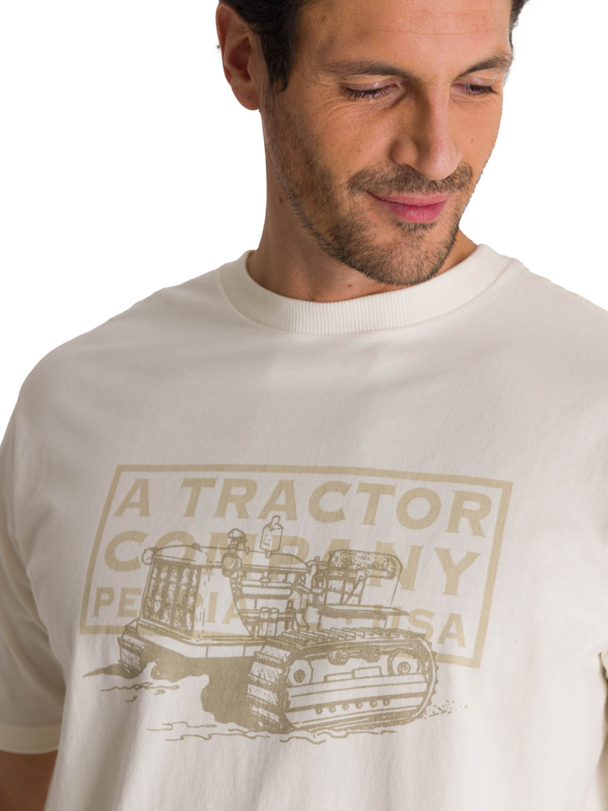 POLERA MANGA CORTA HOMBRE HERITAGE TRACTOR BEIGE CAT - 5