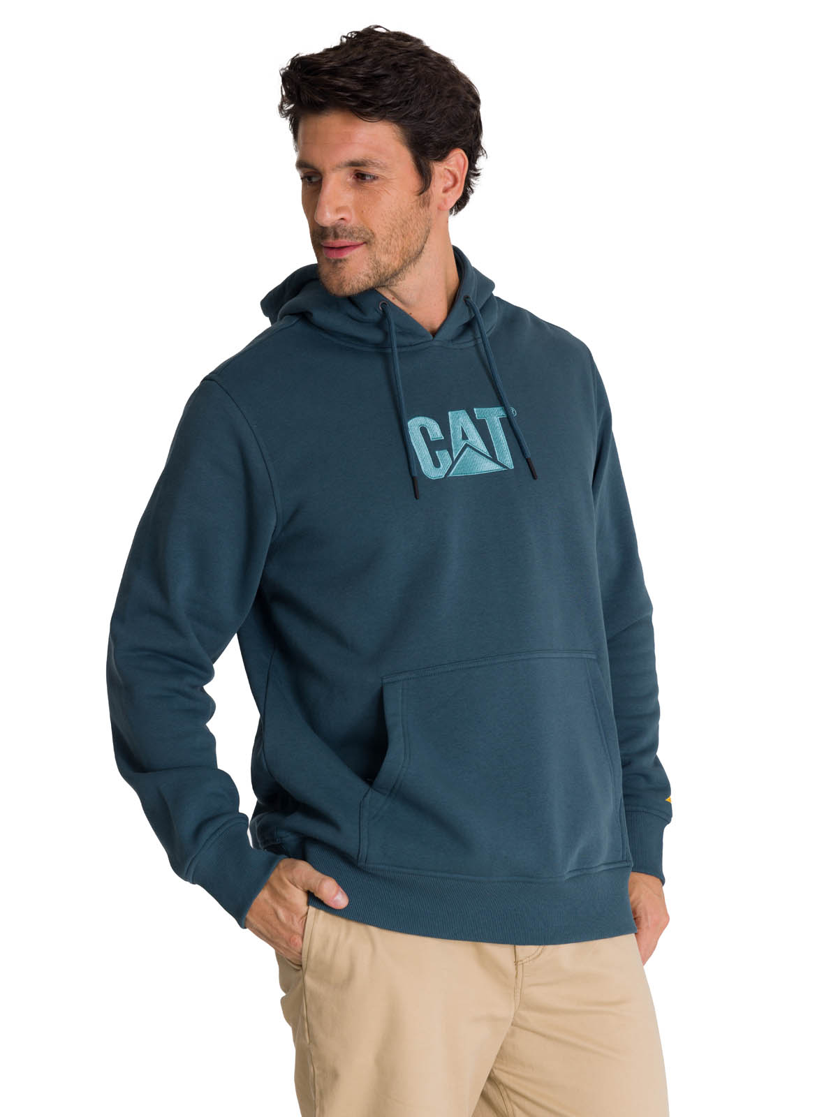 POLERON FLEECE HOMBRE HOODY LOGO AZUL CAT - 2