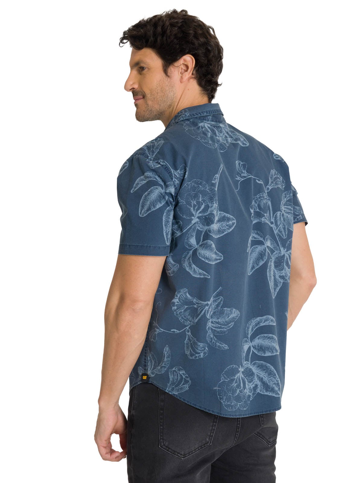 CAMISA MANGA CORTA HOMBRE PRINTED POPLIN AZUL CAT - 4