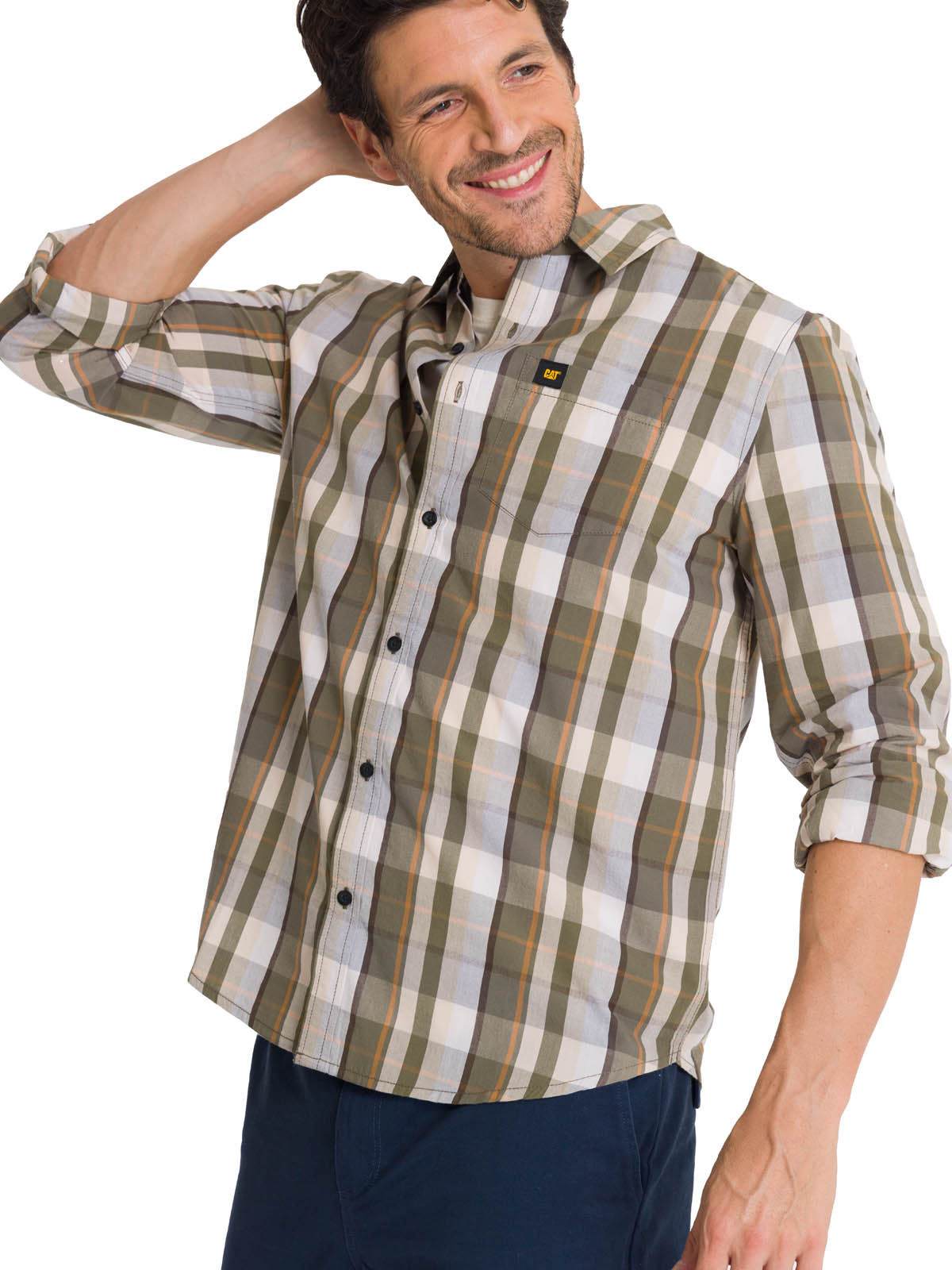 CAMISA MANGA LARGA HOMBRE POPLIN OLIVA CAT - 5