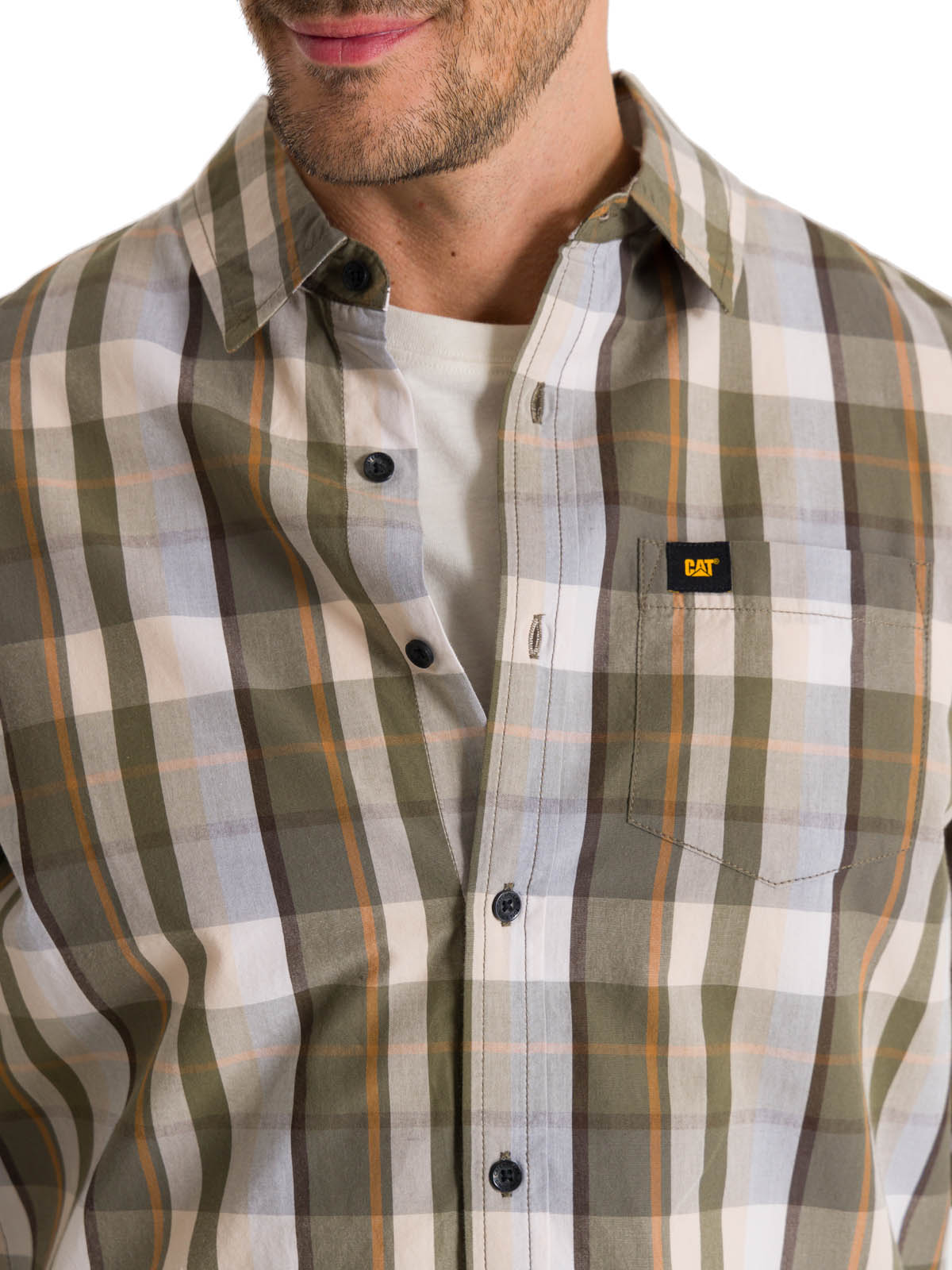 CAMISA MANGA LARGA HOMBRE POPLIN OLIVA CAT - 6