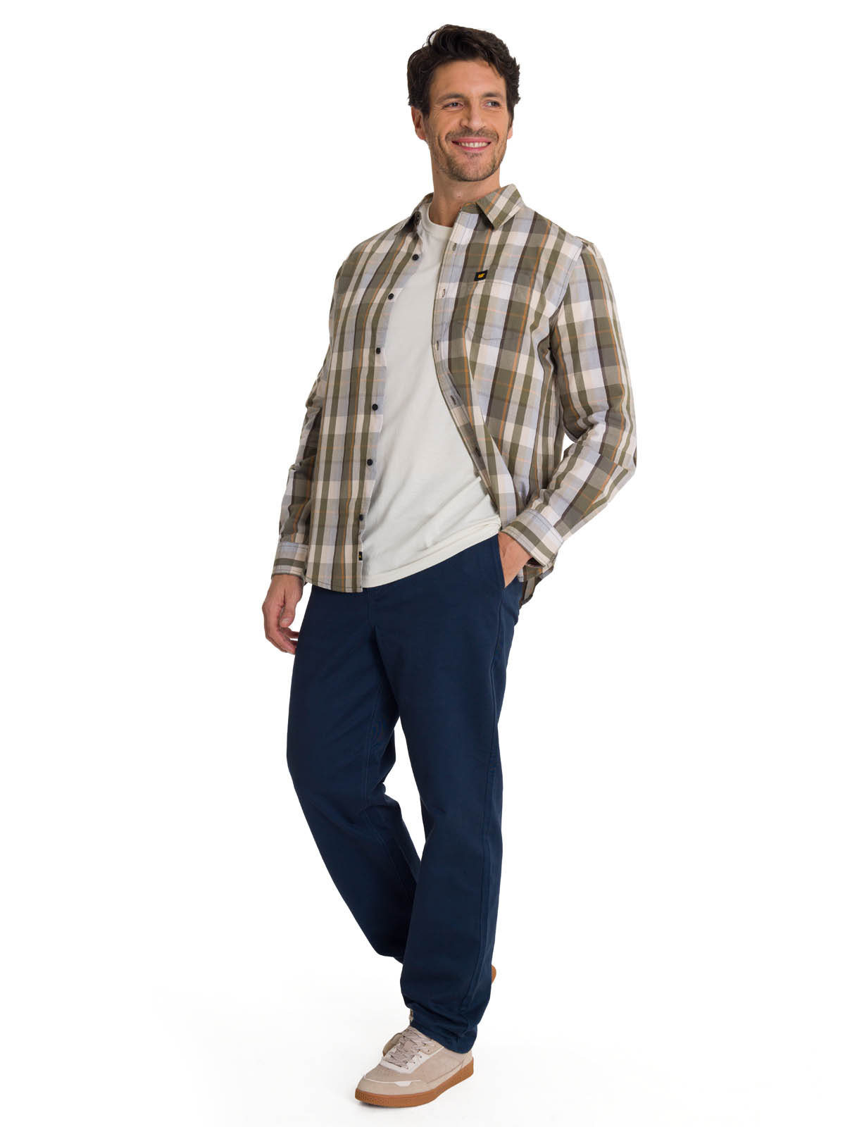CAMISA MANGA LARGA HOMBRE POPLIN OLIVA CAT - 7