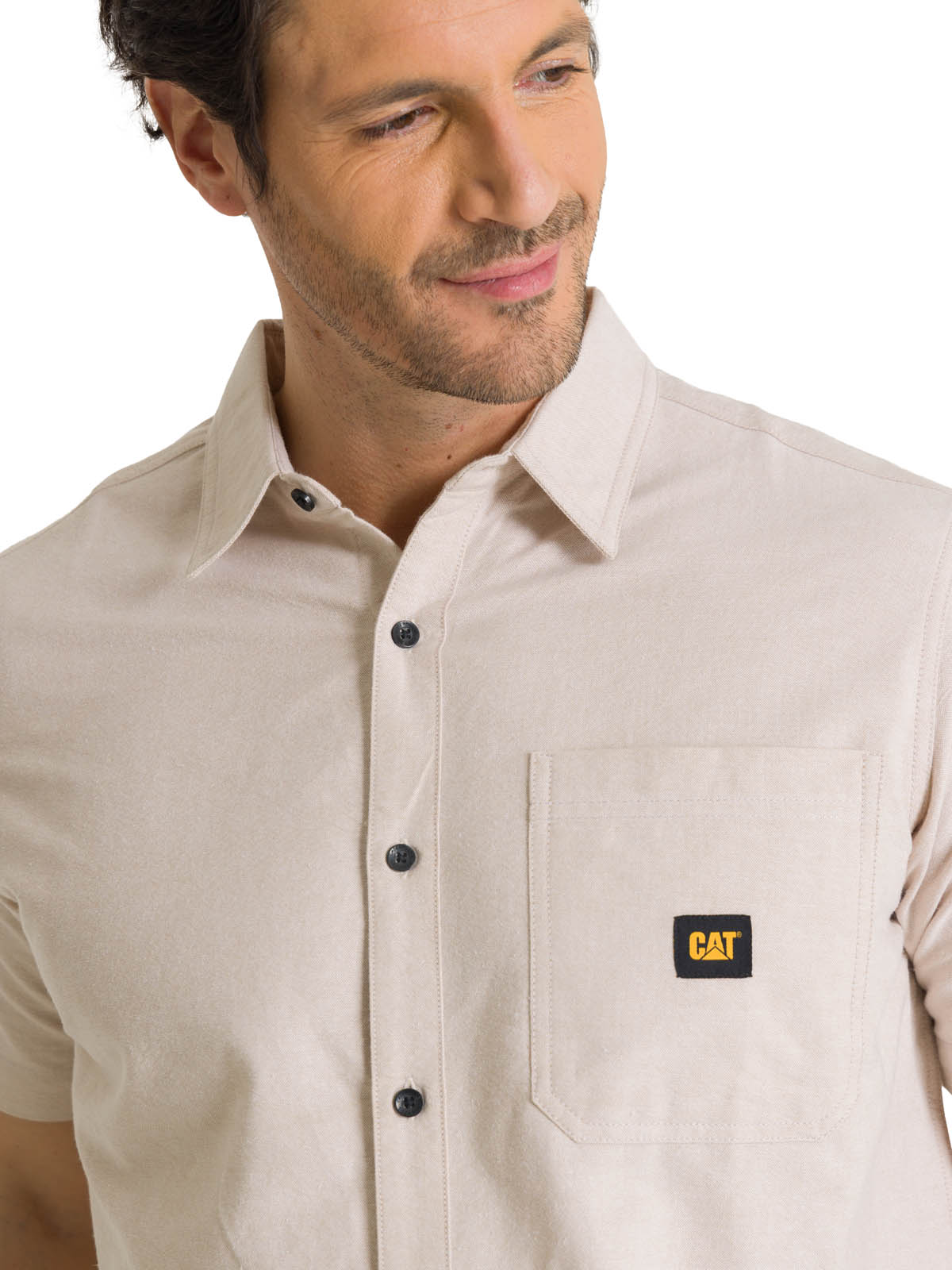 CAMISA MANGA CORTA HOMBRE OXFORD RELAXED BEIGE CAT - 5
