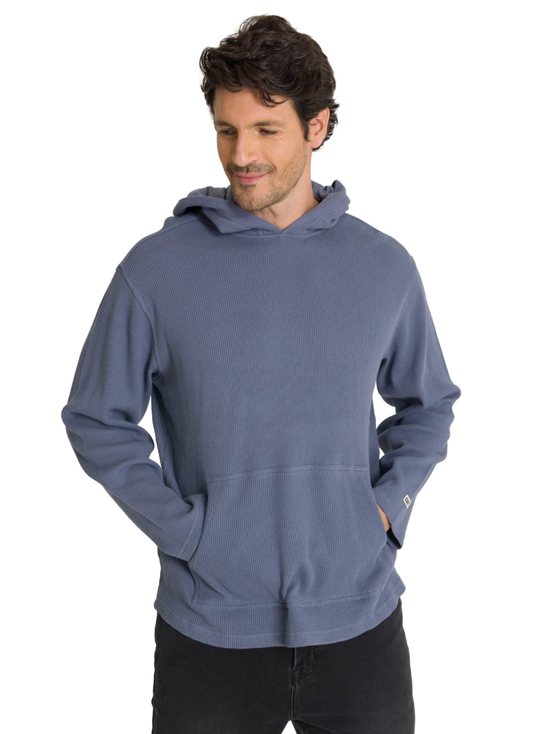 POLERON CON GORRO HOMBRE WAFFLE-KNIT GRIS CAT - 1