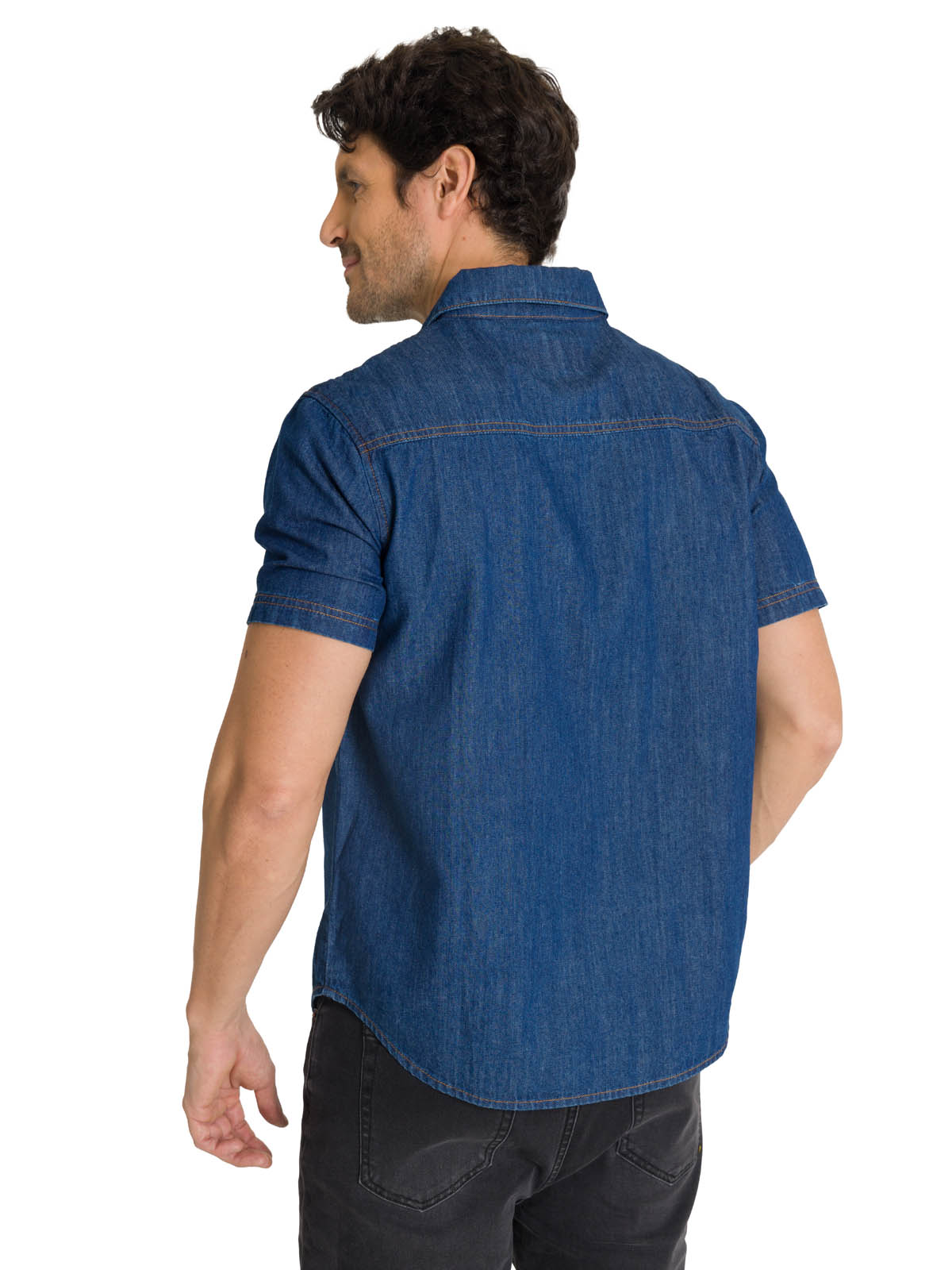 CAMISA MANGA CORTA HOMBRE DENIM AZUL CAT - 4