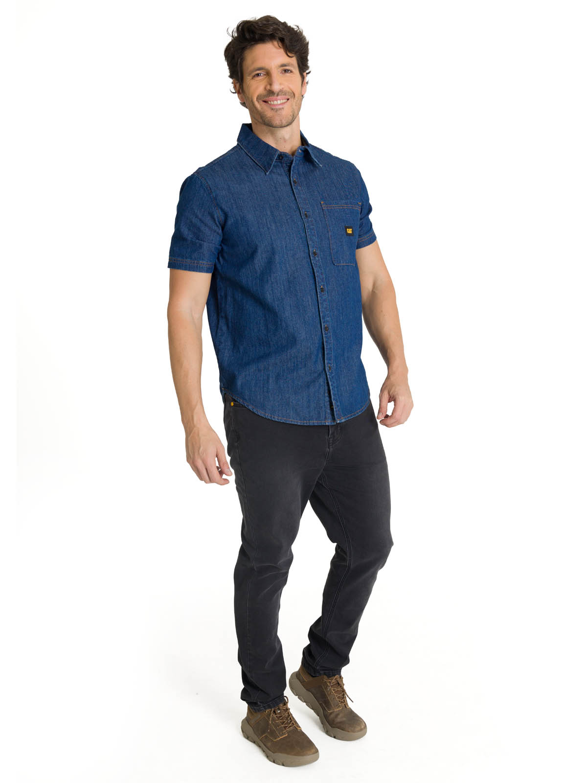 CAMISA MANGA CORTA HOMBRE DENIM AZUL CAT - 6