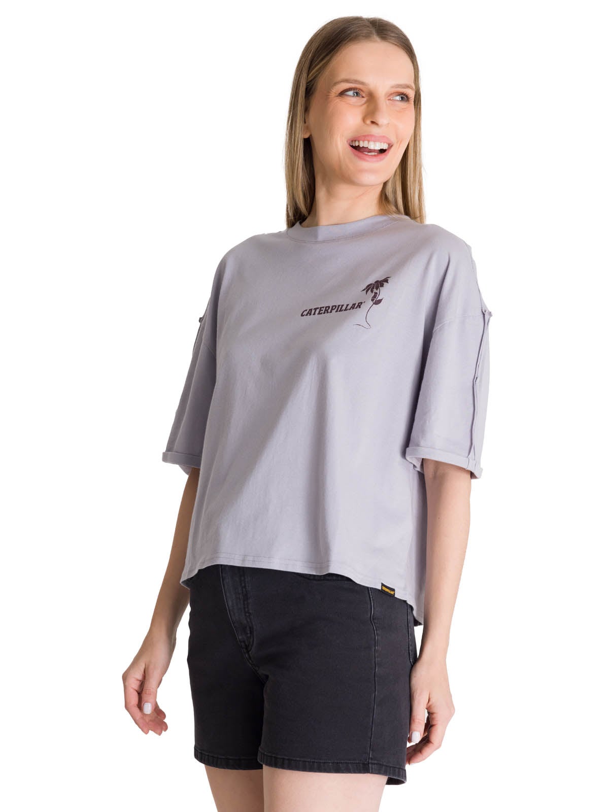 POLERA MANGA CORTA OVERSIZE MUJER DISEÑO LILA CAT - 2