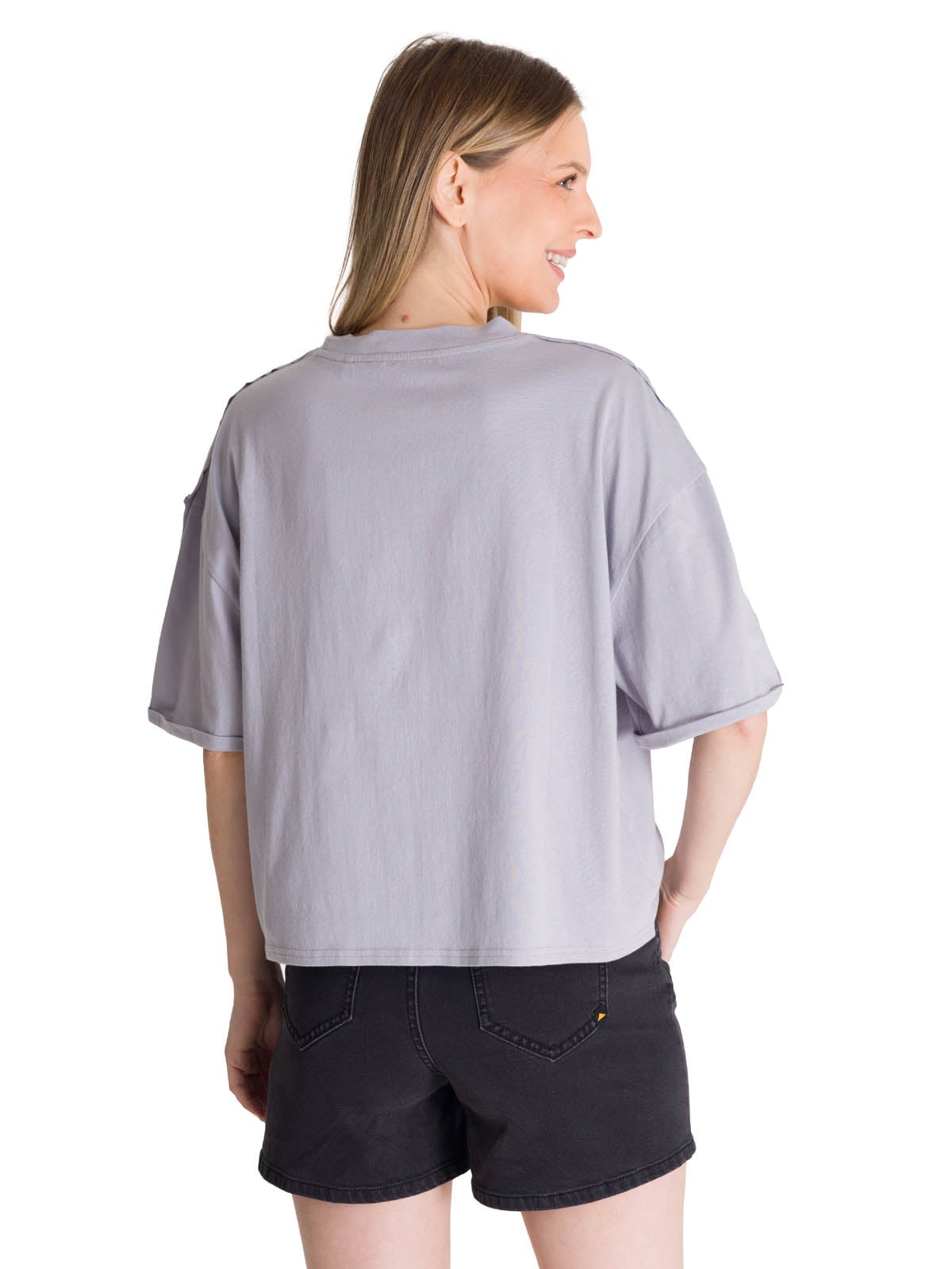 POLERA MANGA CORTA OVERSIZE MUJER DISEÑO LILA CAT - 4