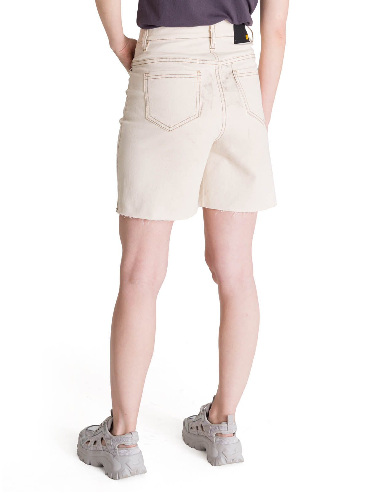 SHORT TIRO ALTO DENIM MUJER COWBOY BEIGE CAT - 4