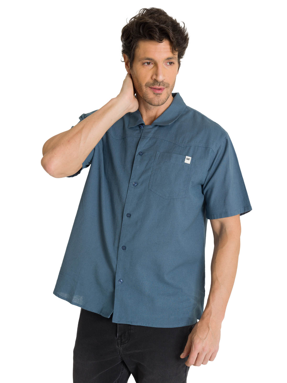 CAMISA MANGA CORTA HOMBRE WESTERN CAMP AZUL CAT - 1