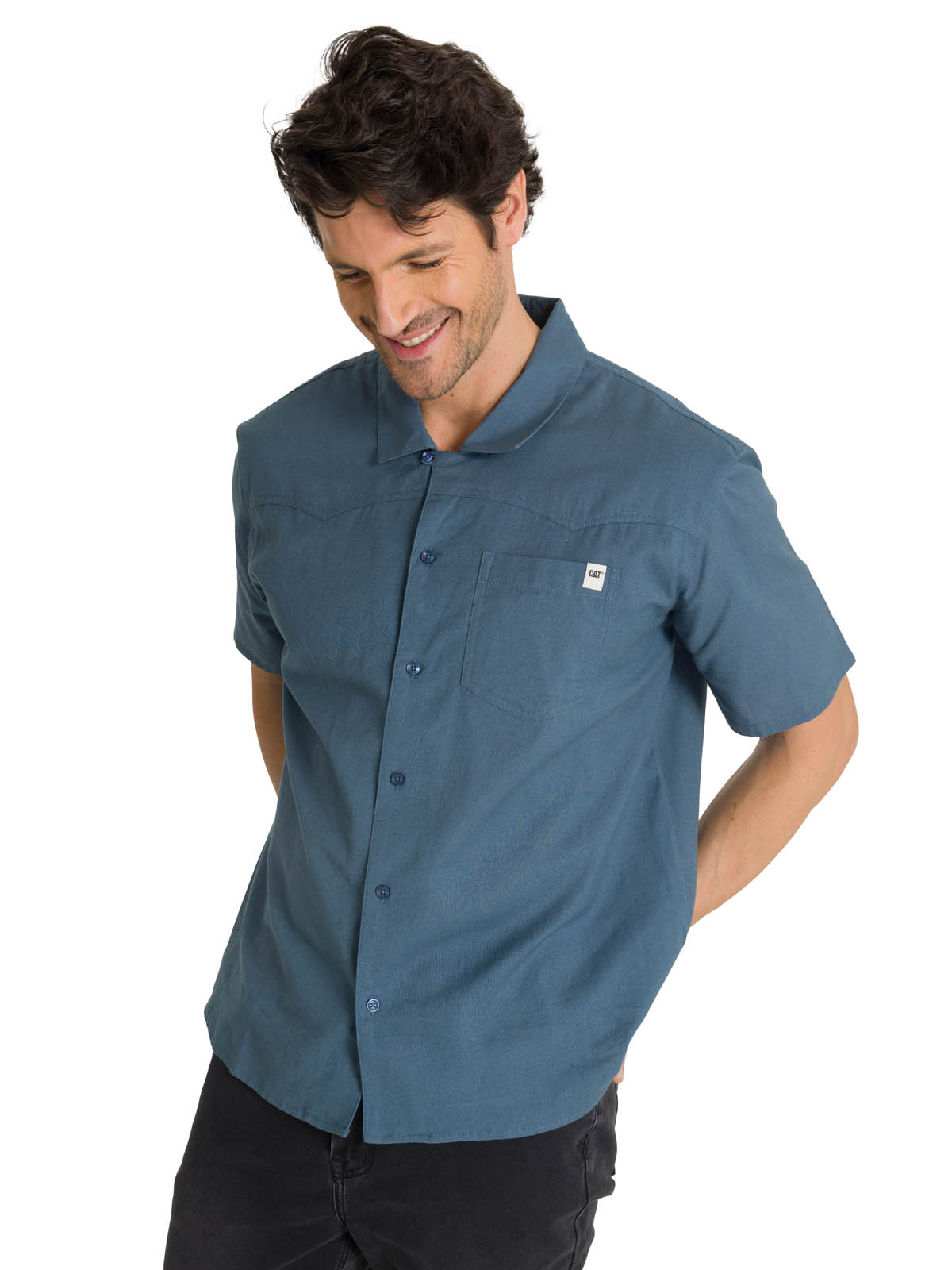 CAMISA MANGA CORTA HOMBRE WESTERN CAMP AZUL CAT - 2