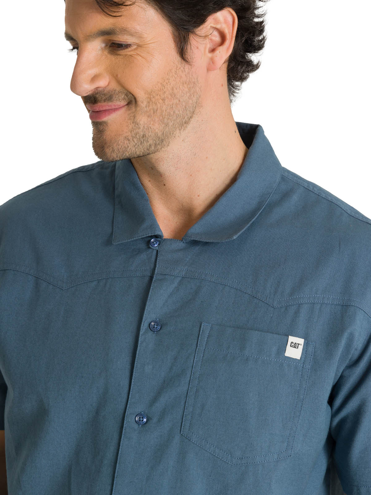 CAMISA MANGA CORTA HOMBRE WESTERN CAMP AZUL CAT - 5