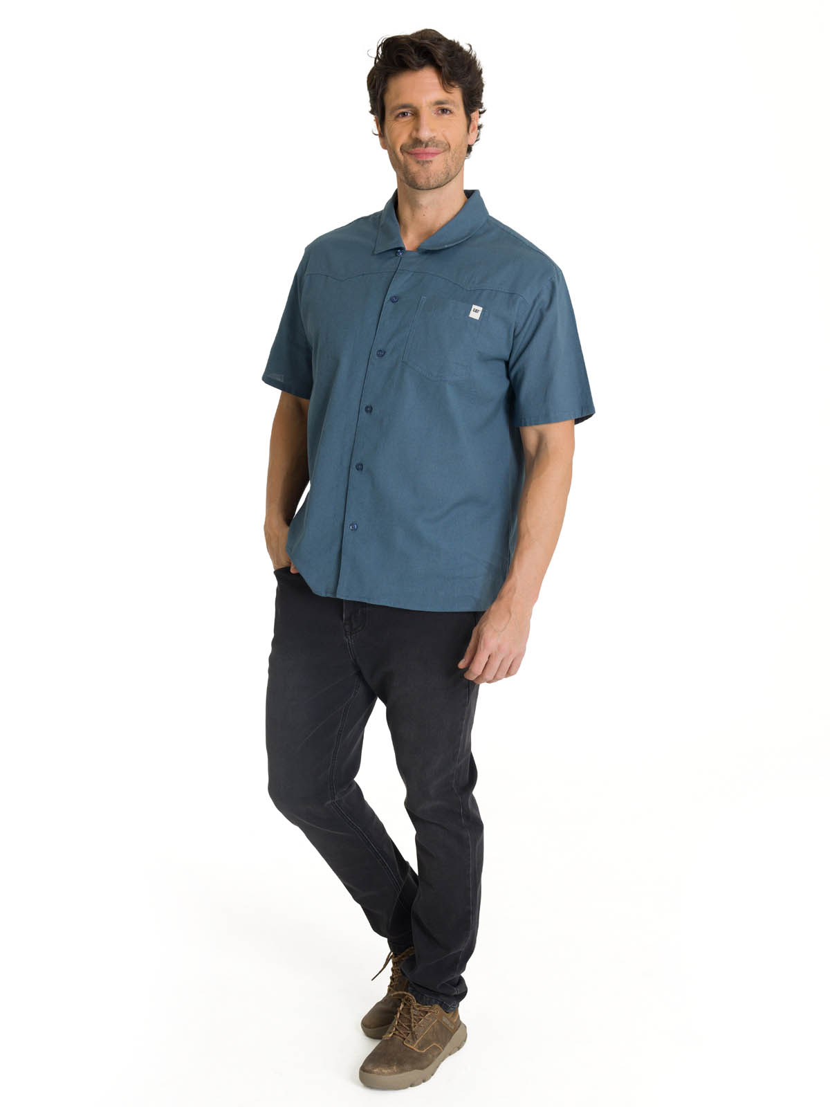 CAMISA MANGA CORTA HOMBRE WESTERN CAMP AZUL CAT - 6