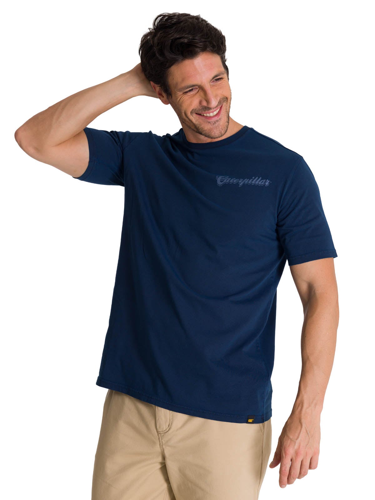 POLERA MANGA CORTA HOMBRE HERITAGE HARD WORK AZUL CAT - 1
