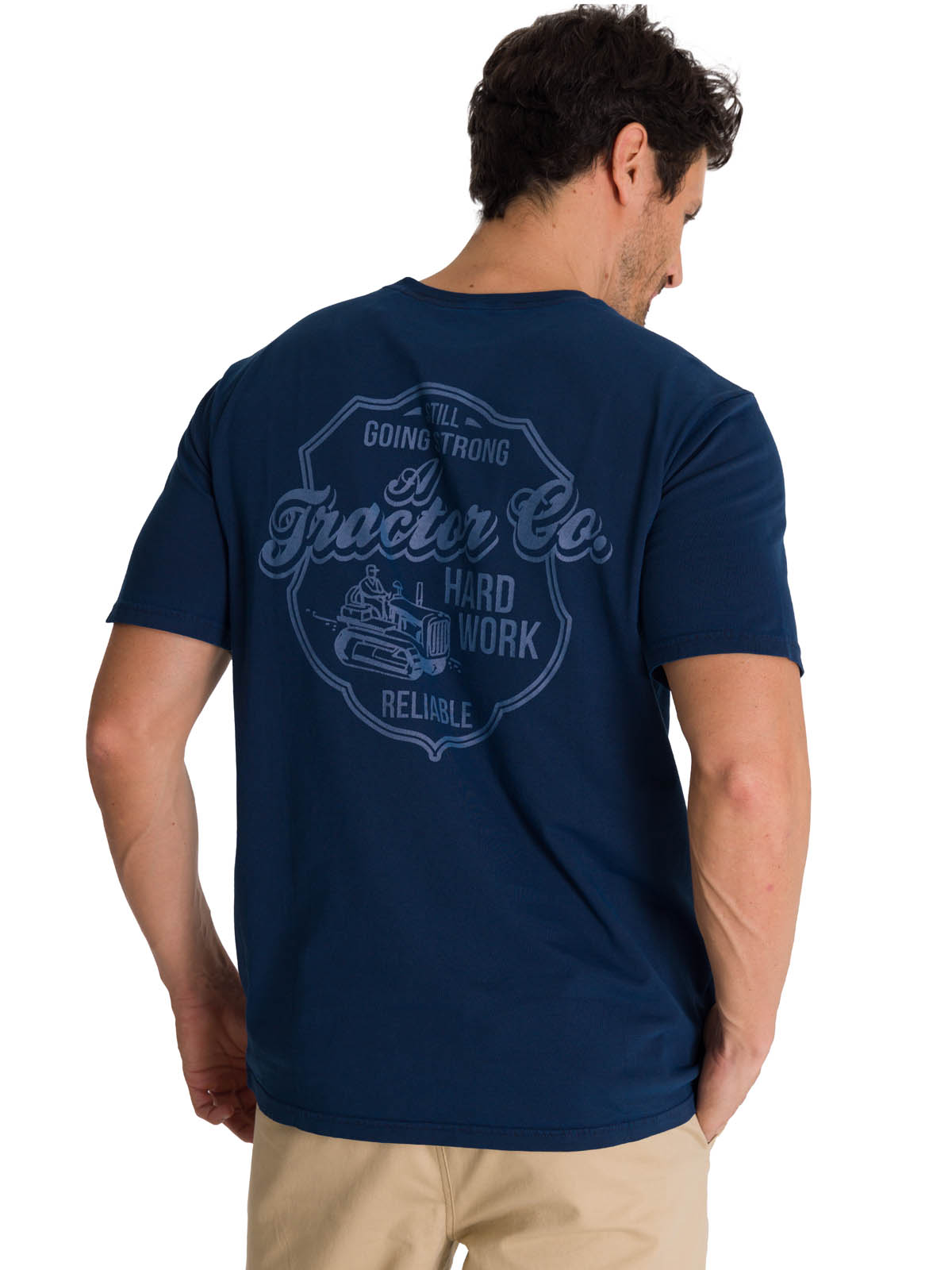 POLERA MANGA CORTA HOMBRE HERITAGE HARD WORK AZUL CAT - 4