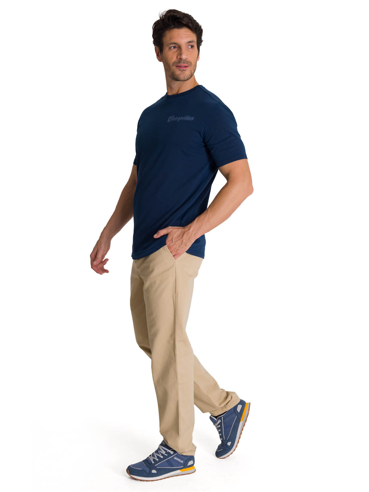 POLERA MANGA CORTA HOMBRE HERITAGE HARD WORK AZUL CAT - 6