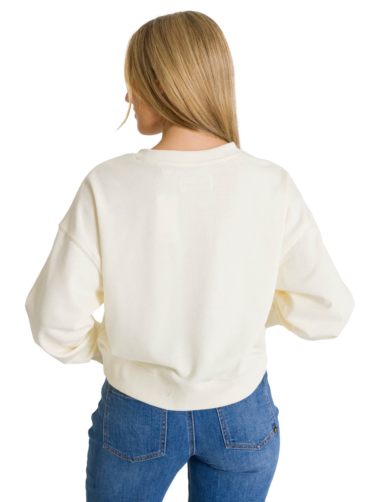 POLERON FULL ZIP MUJER RELAXED FRENCH TERRY BLANCO CAT - 5