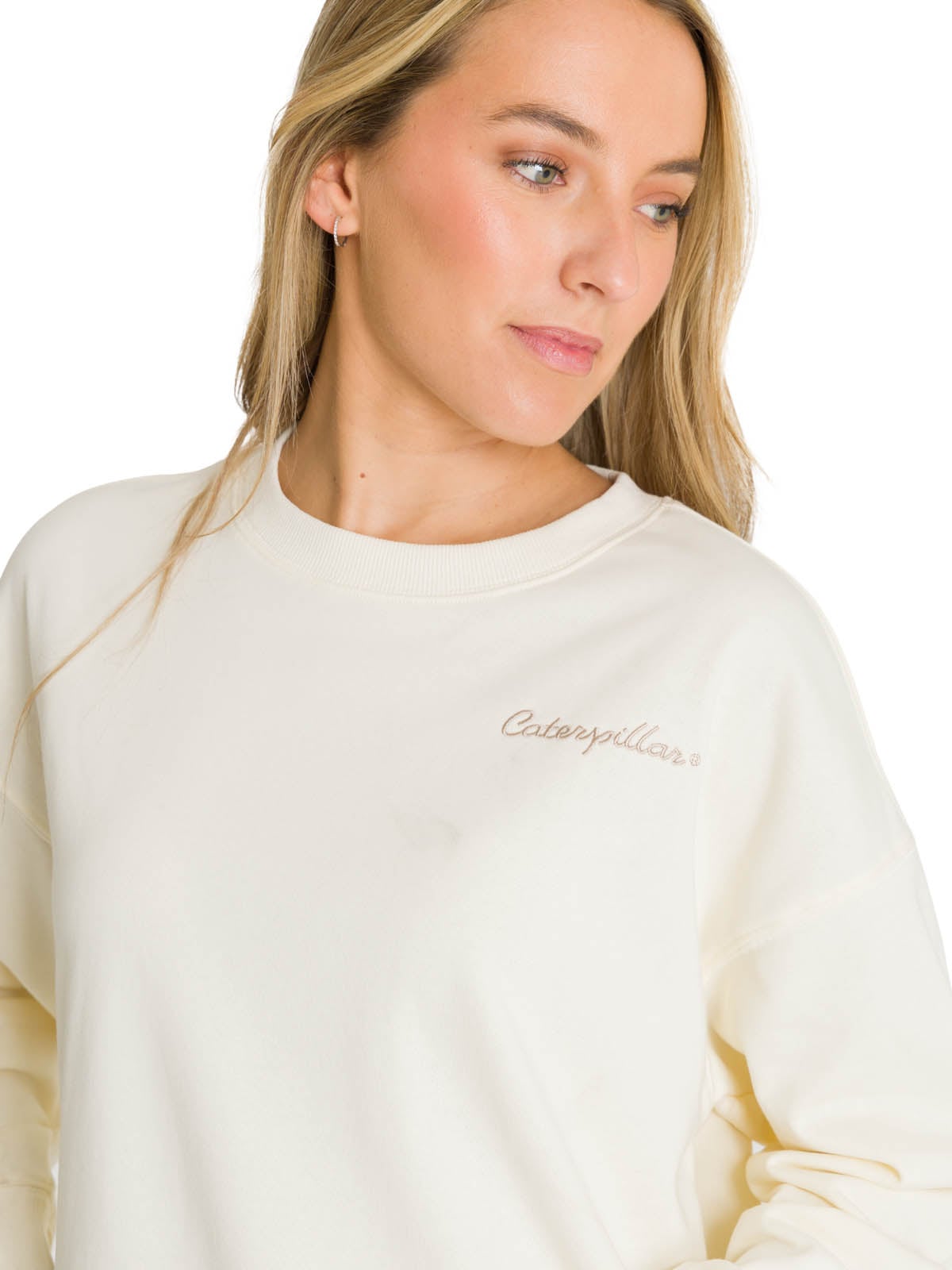POLERON FULL ZIP MUJER RELAXED FRENCH TERRY BLANCO CAT - 6