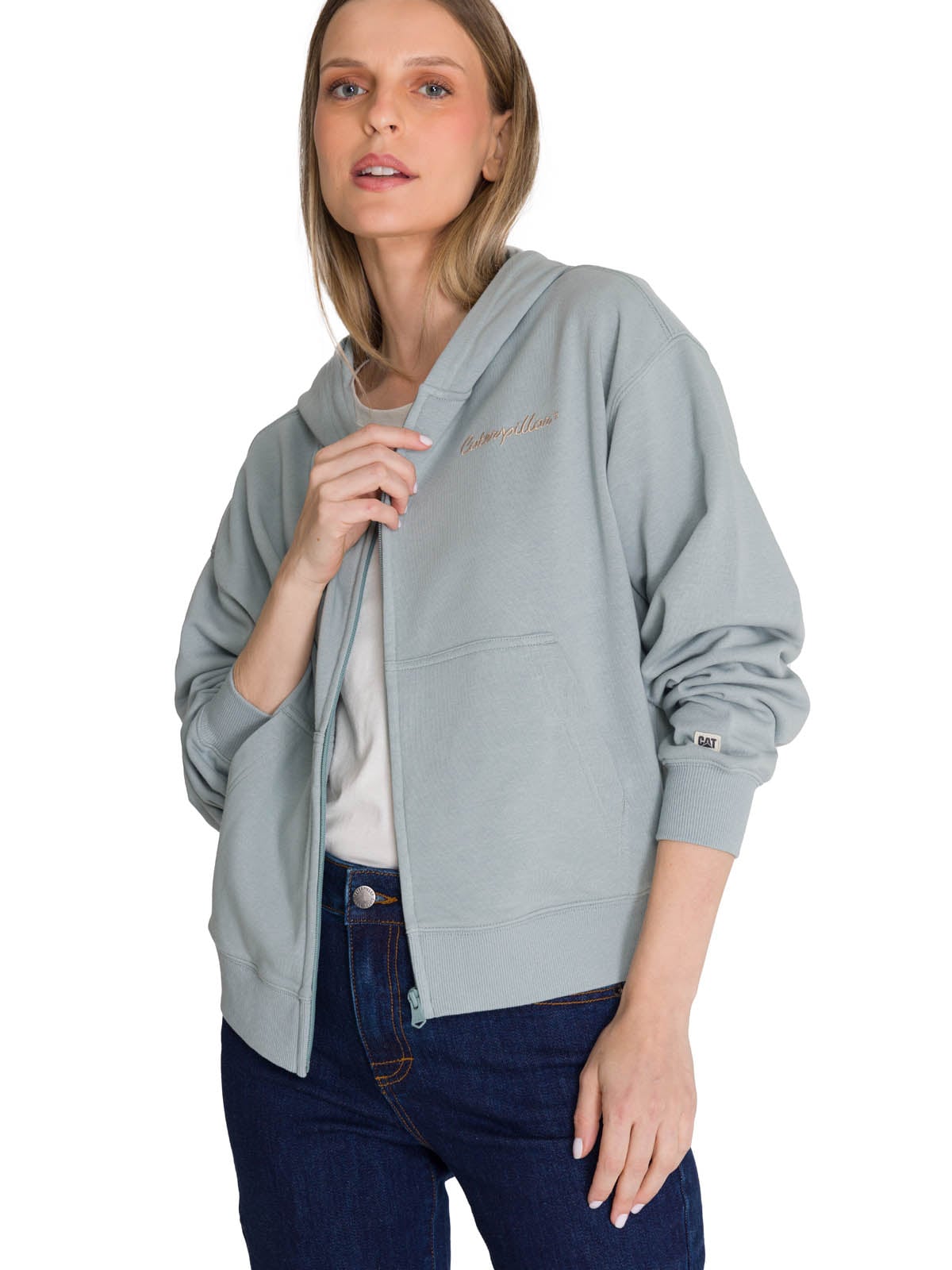 POLERON CREWNECK MUJER RELAXED FRENCH TERRY CELESTE CAT - 2