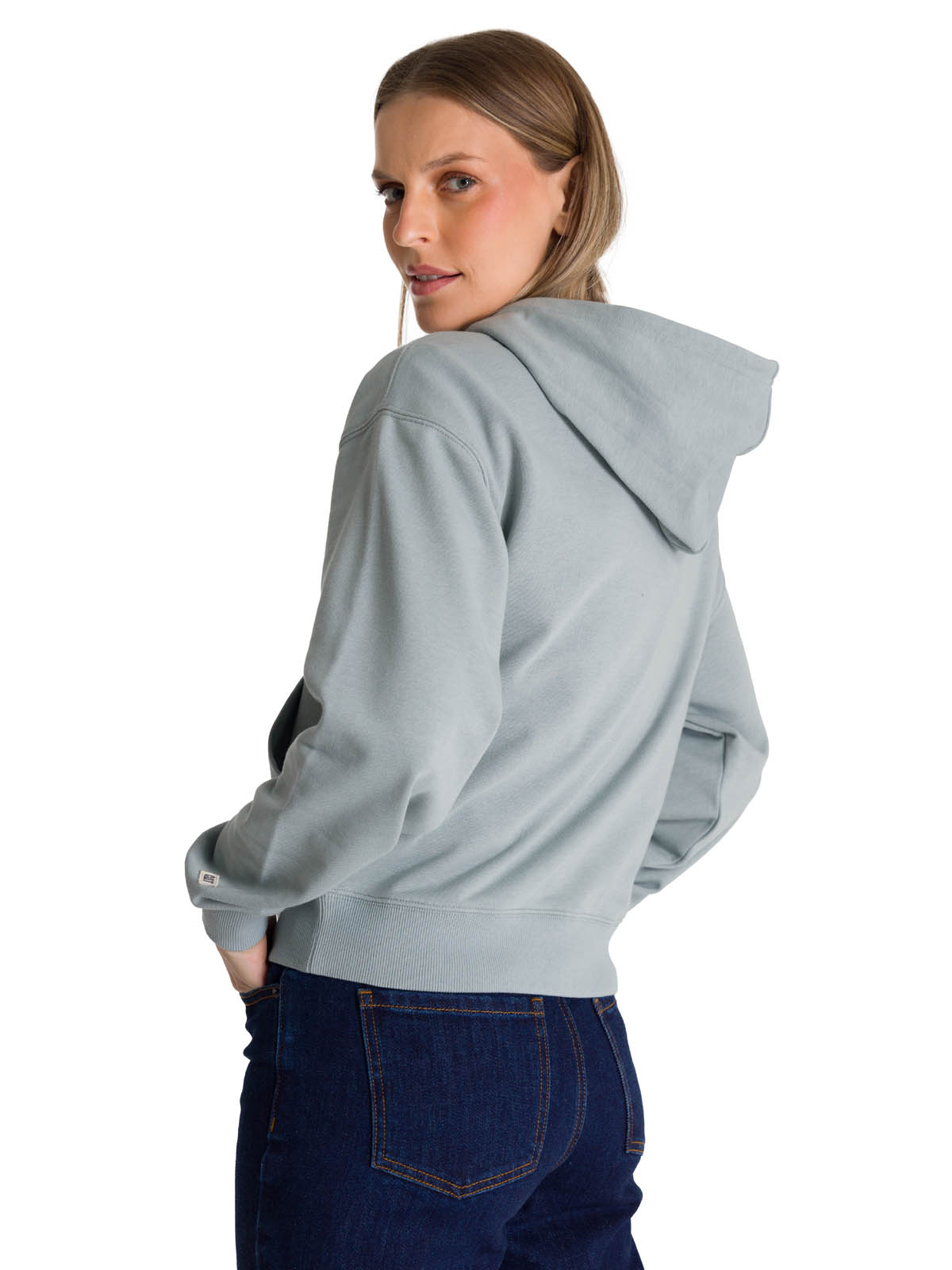 POLERON CREWNECK MUJER RELAXED FRENCH TERRY CELESTE CAT - 4