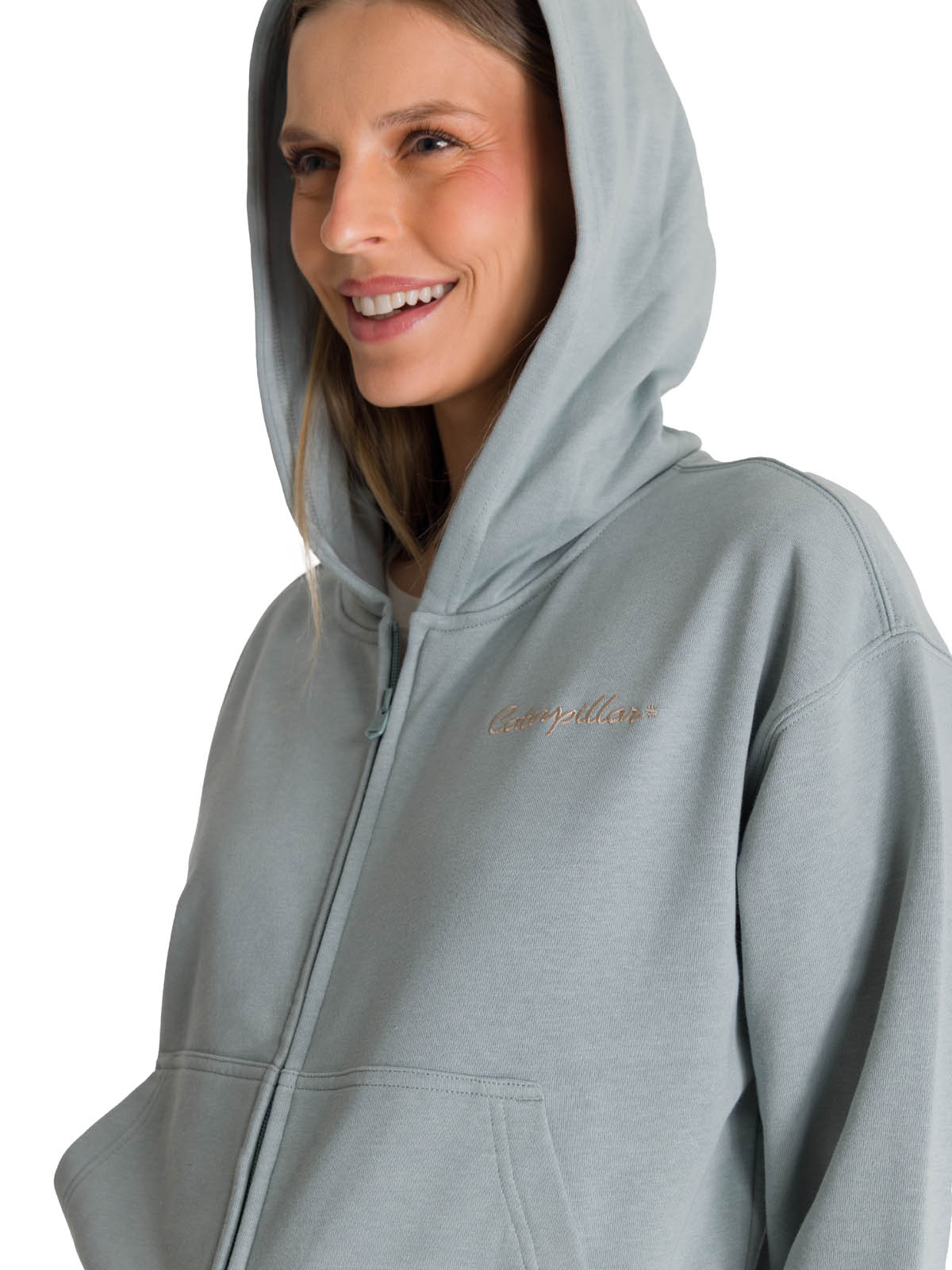 POLERON CREWNECK MUJER RELAXED FRENCH TERRY CELESTE CAT - 5