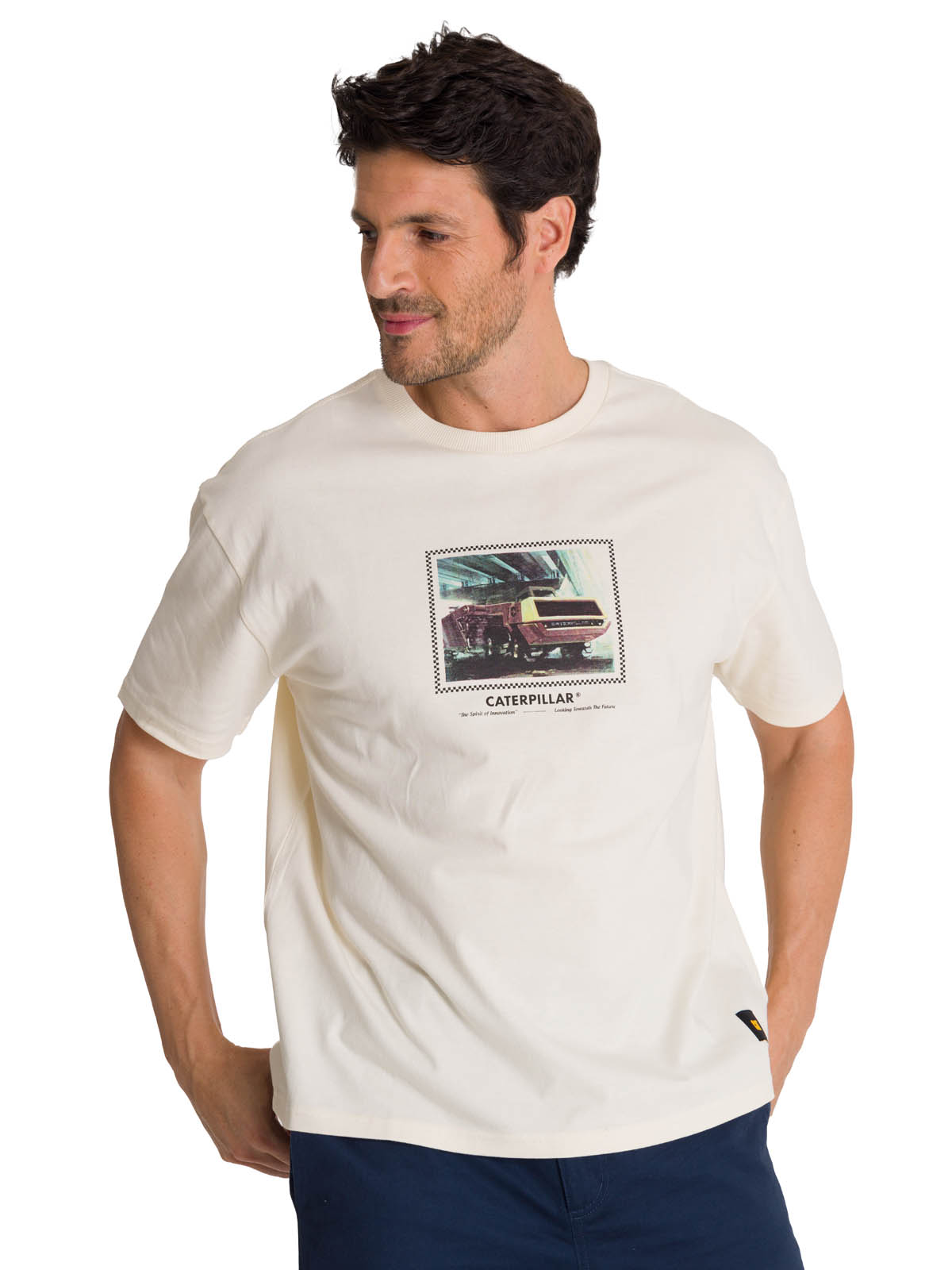 POLERA MANGA CORTA HOMBRE RELAXED INNOVATION EN COLOR BLANCO CAT - 2