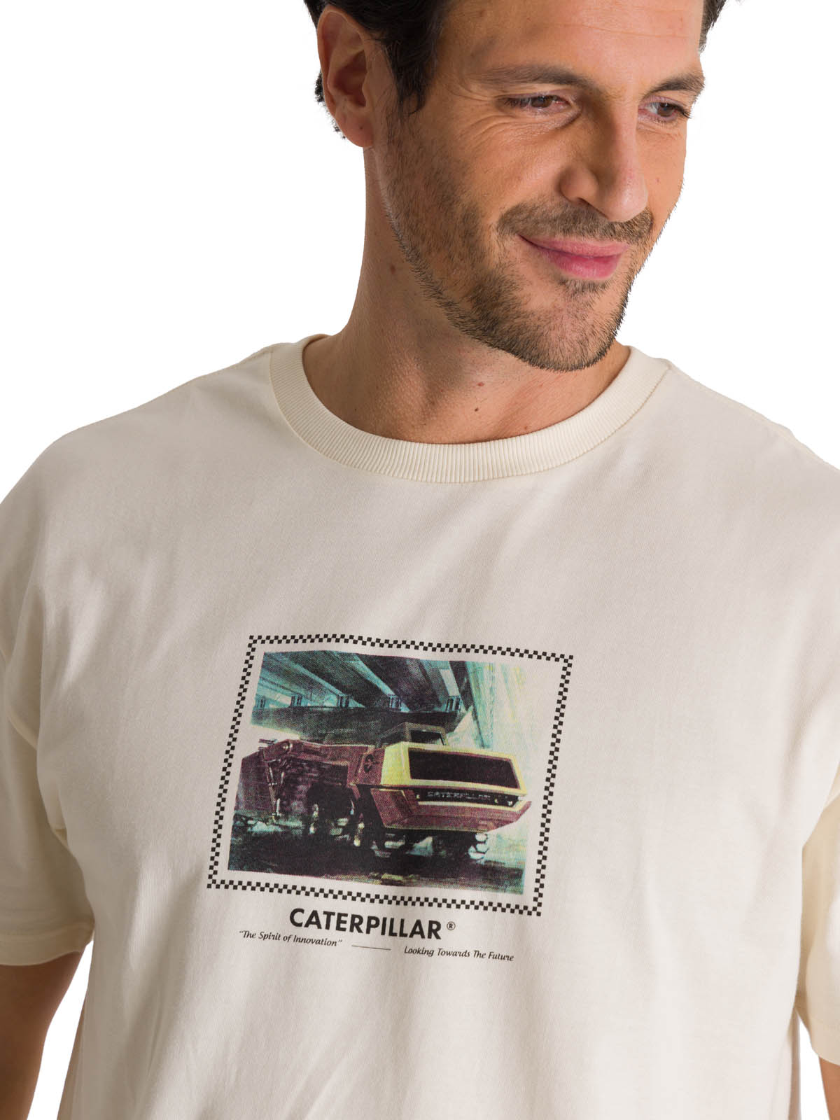POLERA MANGA CORTA HOMBRE RELAXED INNOVATION EN COLOR BLANCO CAT - 6