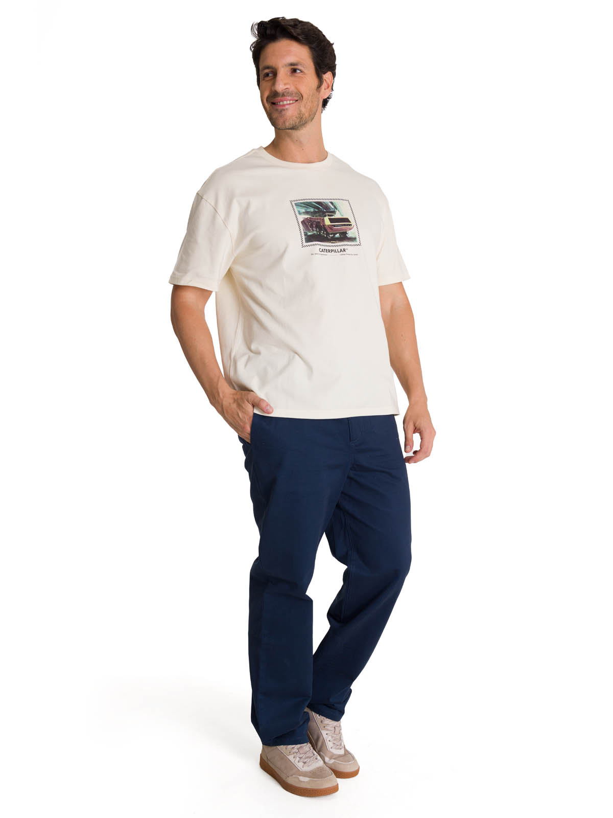 POLERA MANGA CORTA HOMBRE RELAXED INNOVATION EN COLOR BLANCO CAT - 7