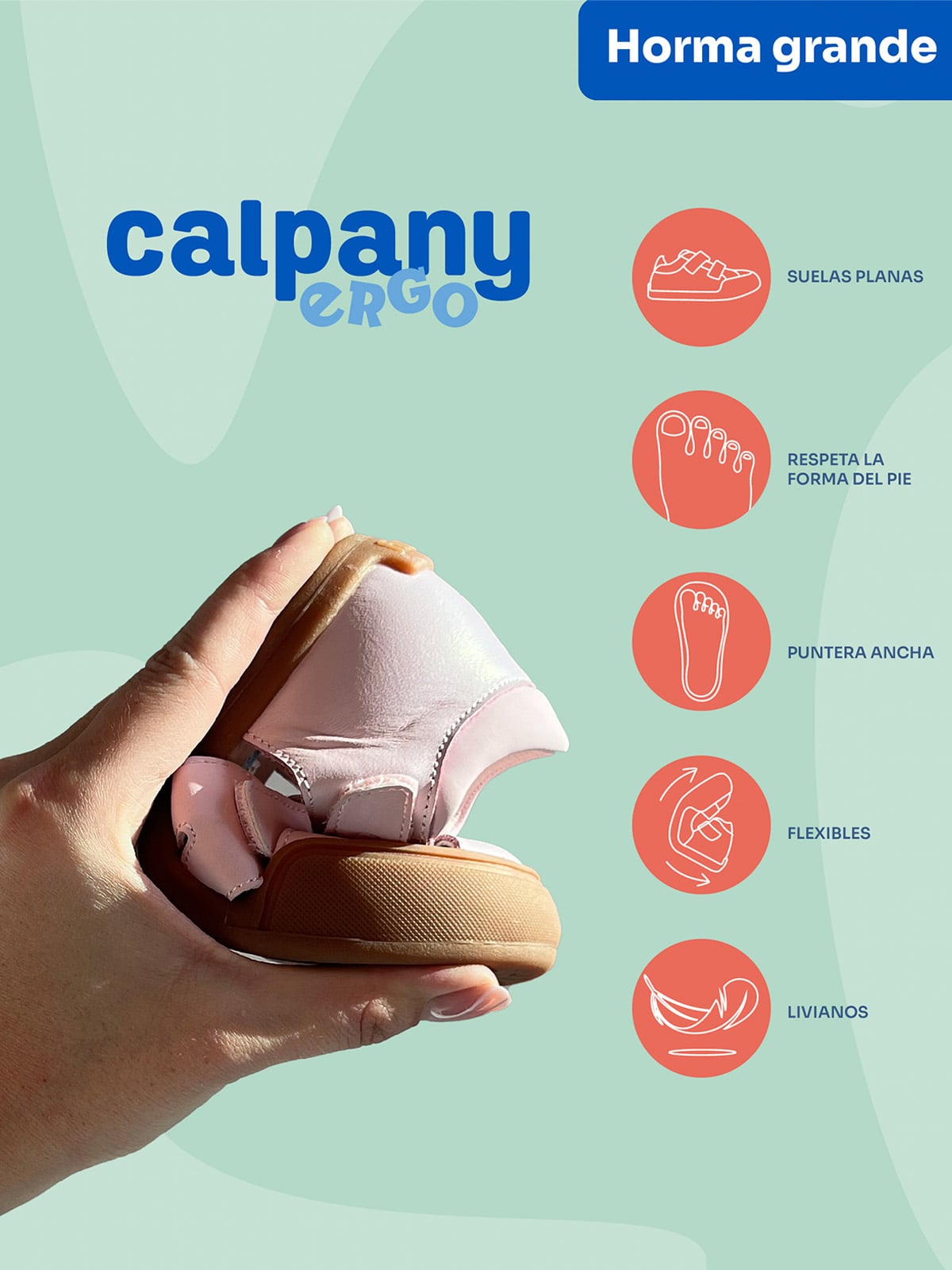 SANDALIA CUERO ERGONOMICA NINA KENTUCKY ROSADO CALPANY CALPANY - 2