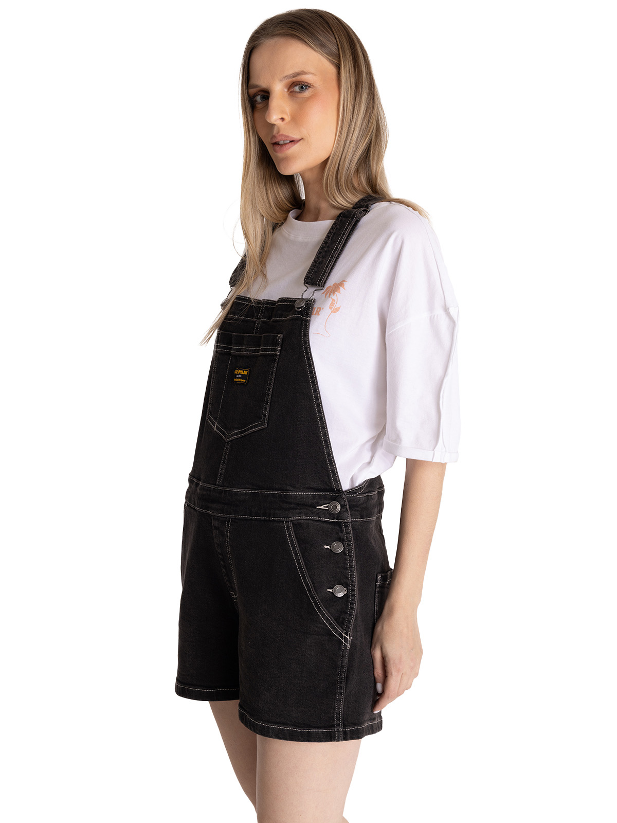 JARDINERA DENIM MUJER HERITAGE NEGRO CAT - 4